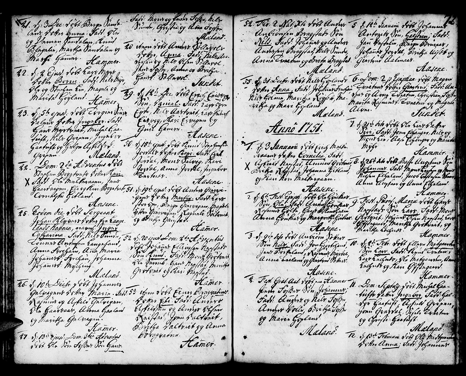 Hamre sokneprestembete, AV/SAB-A-75501/H/Ha/Haa/Haaa/L0006: Ministerialbok nr. A 6, 1750-1761, s. 72