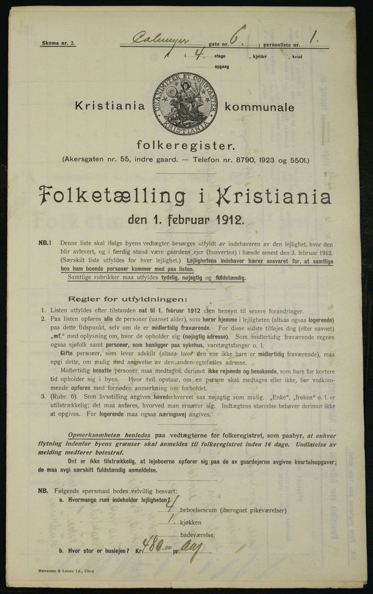 OBA, Kommunal folketelling 1.2.1912 for Kristiania, 1912, s. 11253