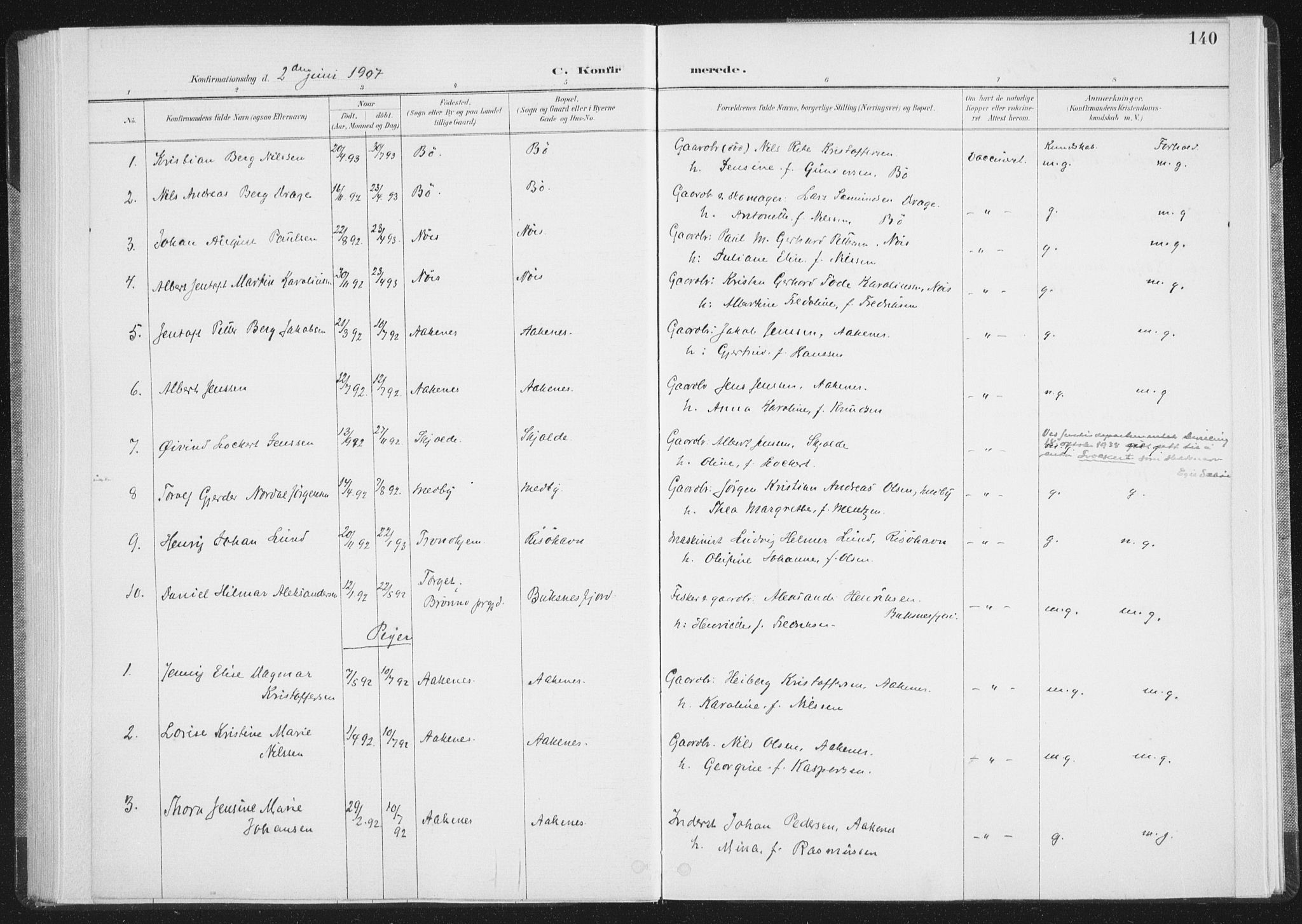 Ministerialprotokoller, klokkerbøker og fødselsregistre - Nordland, SAT/A-1459/898/L1422: Ministerialbok nr. 898A02, 1887-1908, s. 140
