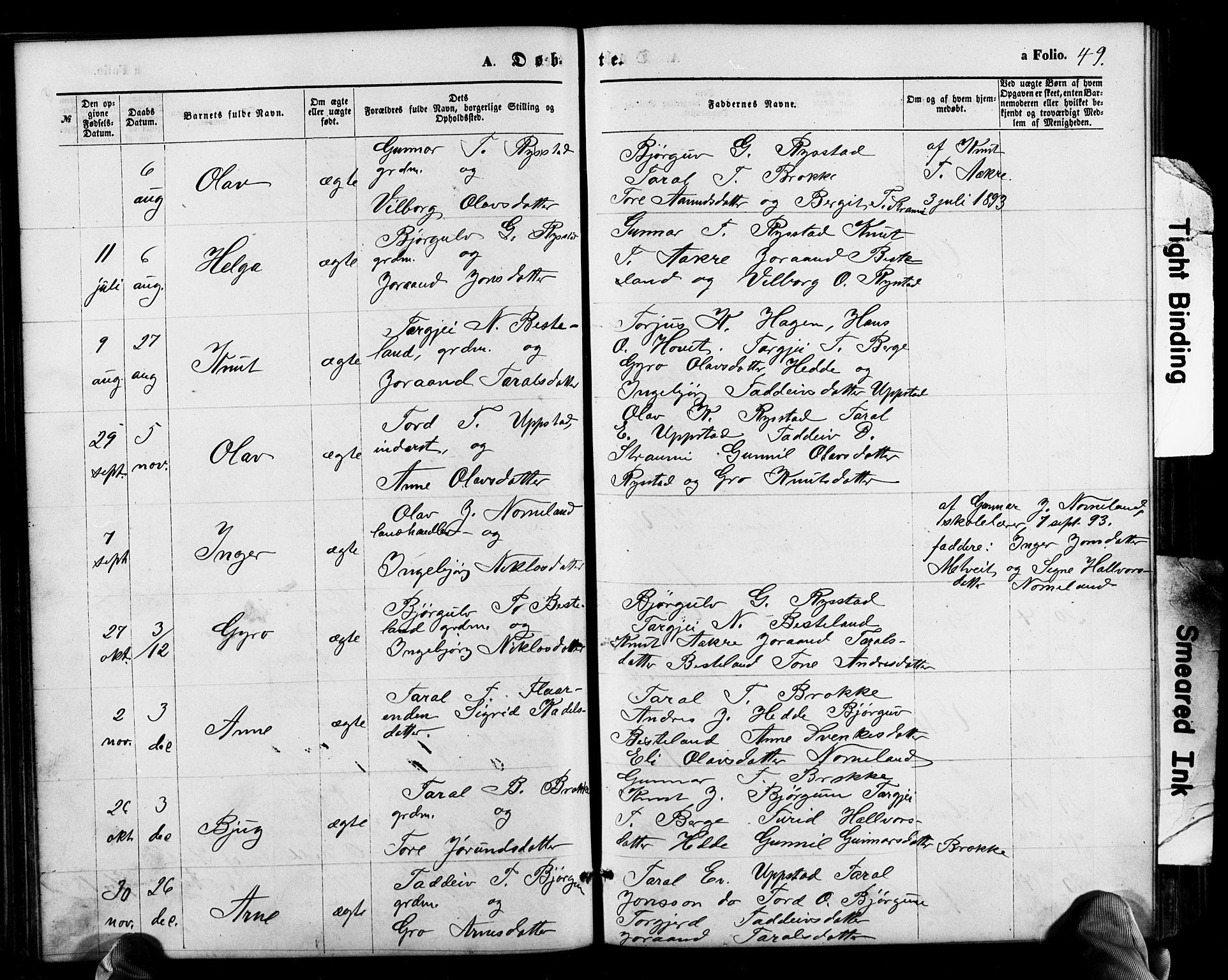 Valle sokneprestkontor, AV/SAK-1111-0044/F/Fb/Fbb/L0002: Klokkerbok nr. B 2, 1875-1921, s. 49