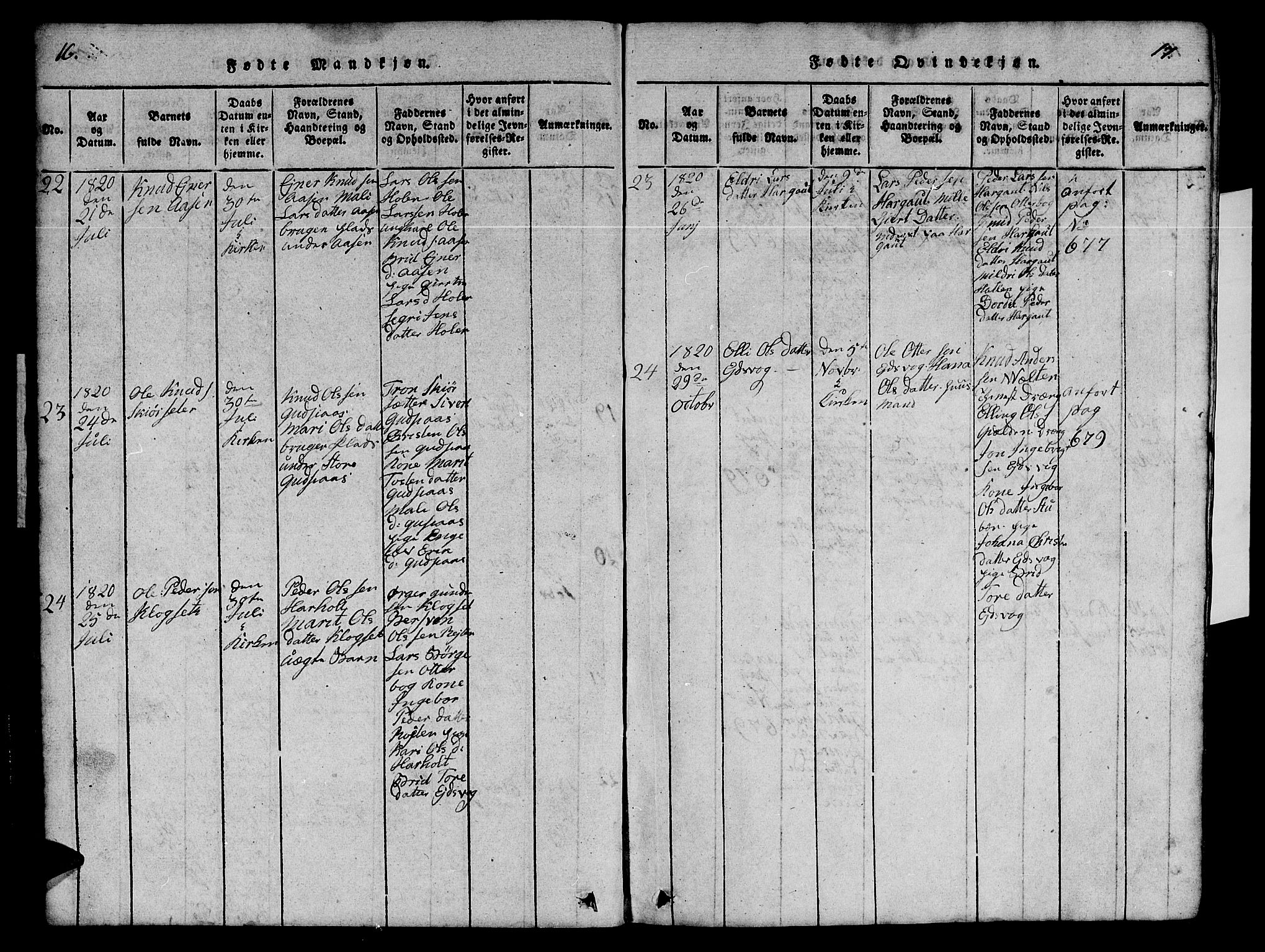 Ministerialprotokoller, klokkerbøker og fødselsregistre - Møre og Romsdal, AV/SAT-A-1454/551/L0629: Klokkerbok nr. 551C01, 1818-1839, s. 16-17