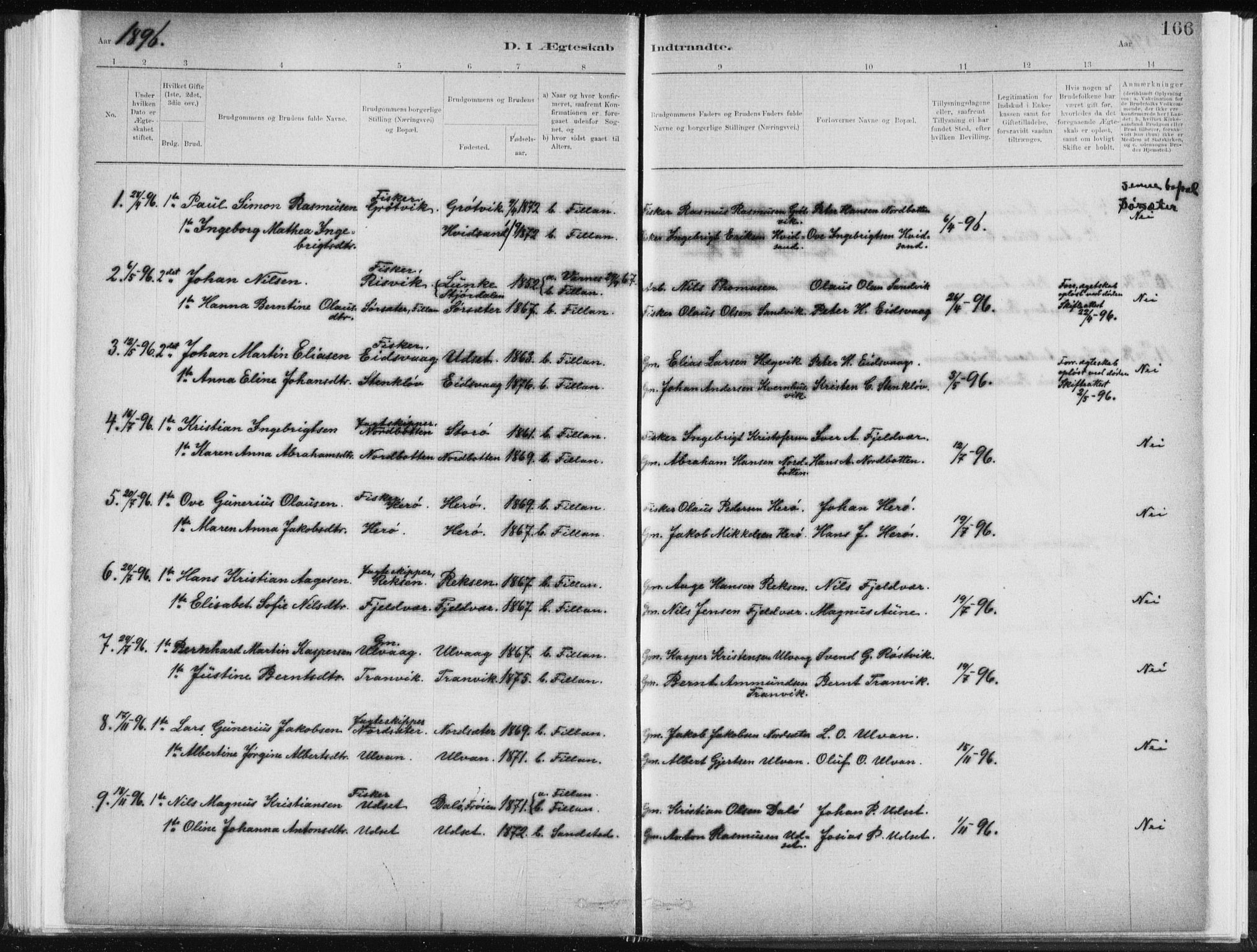 Ministerialprotokoller, klokkerbøker og fødselsregistre - Sør-Trøndelag, SAT/A-1456/637/L0558: Ministerialbok nr. 637A01, 1882-1899, s. 166