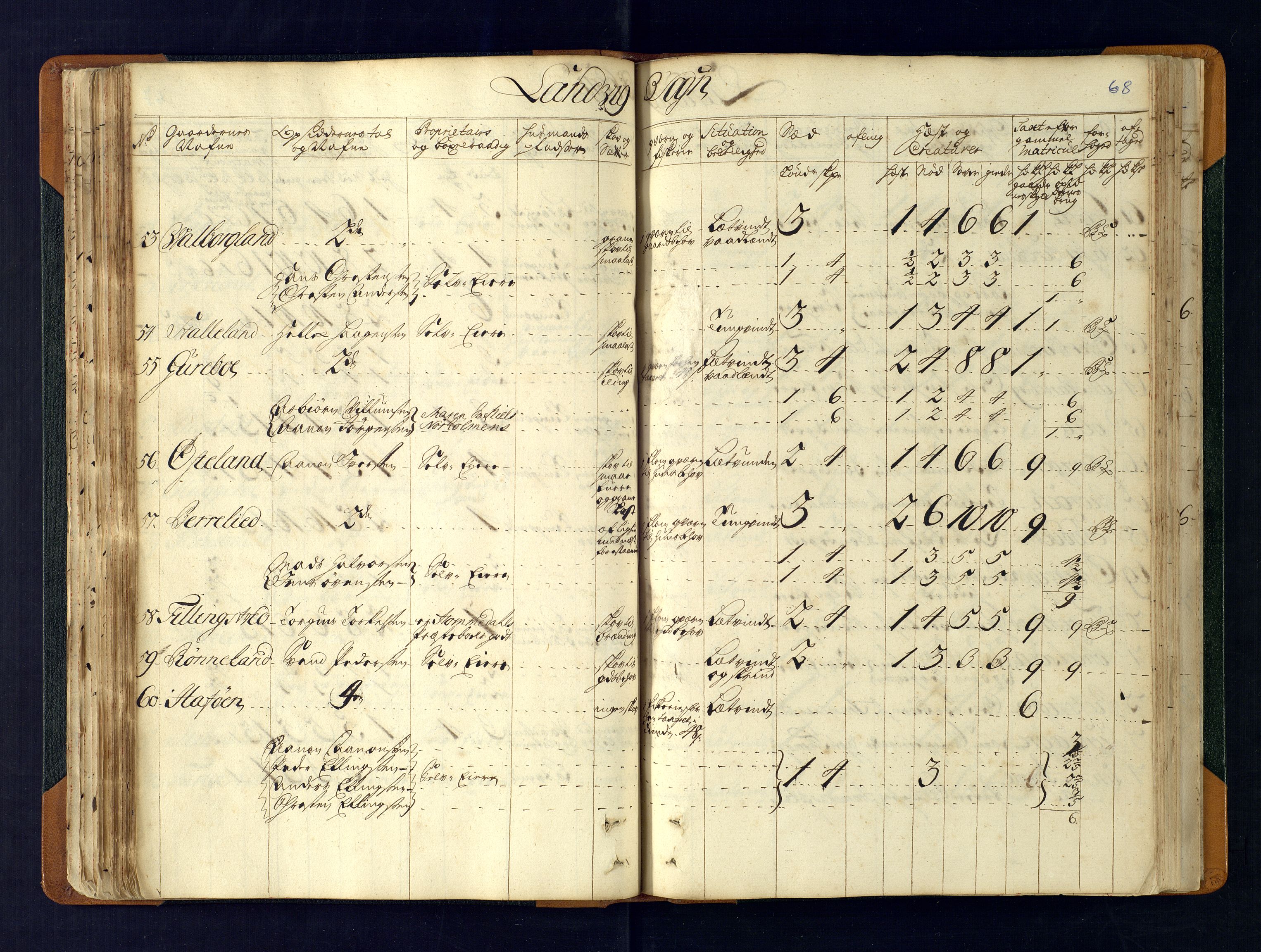 Nedenes fogderi, AV/SAK-1242-0006/Hb/L0481: Matrikkel, eksaminasjonsprotokoll, 1723, s. 67b-68a