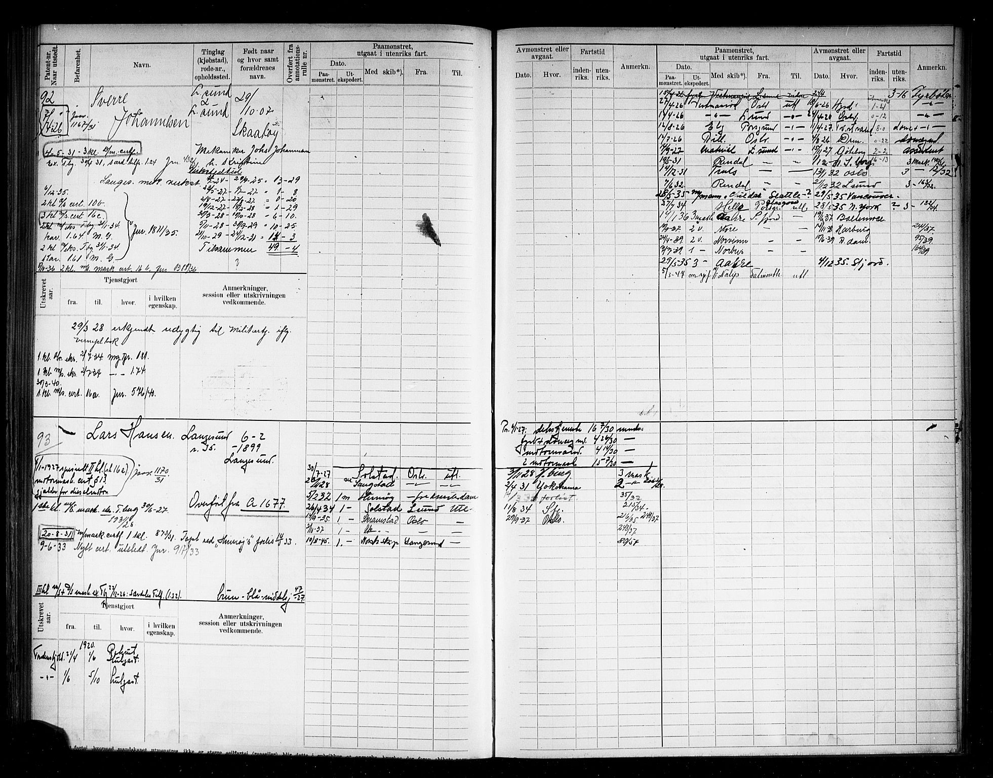 Langesund innrulleringskontor, AV/SAKO-A-831/F/Fd/L0002: B-rulle. Maskinister, 1891-1938, s. 50