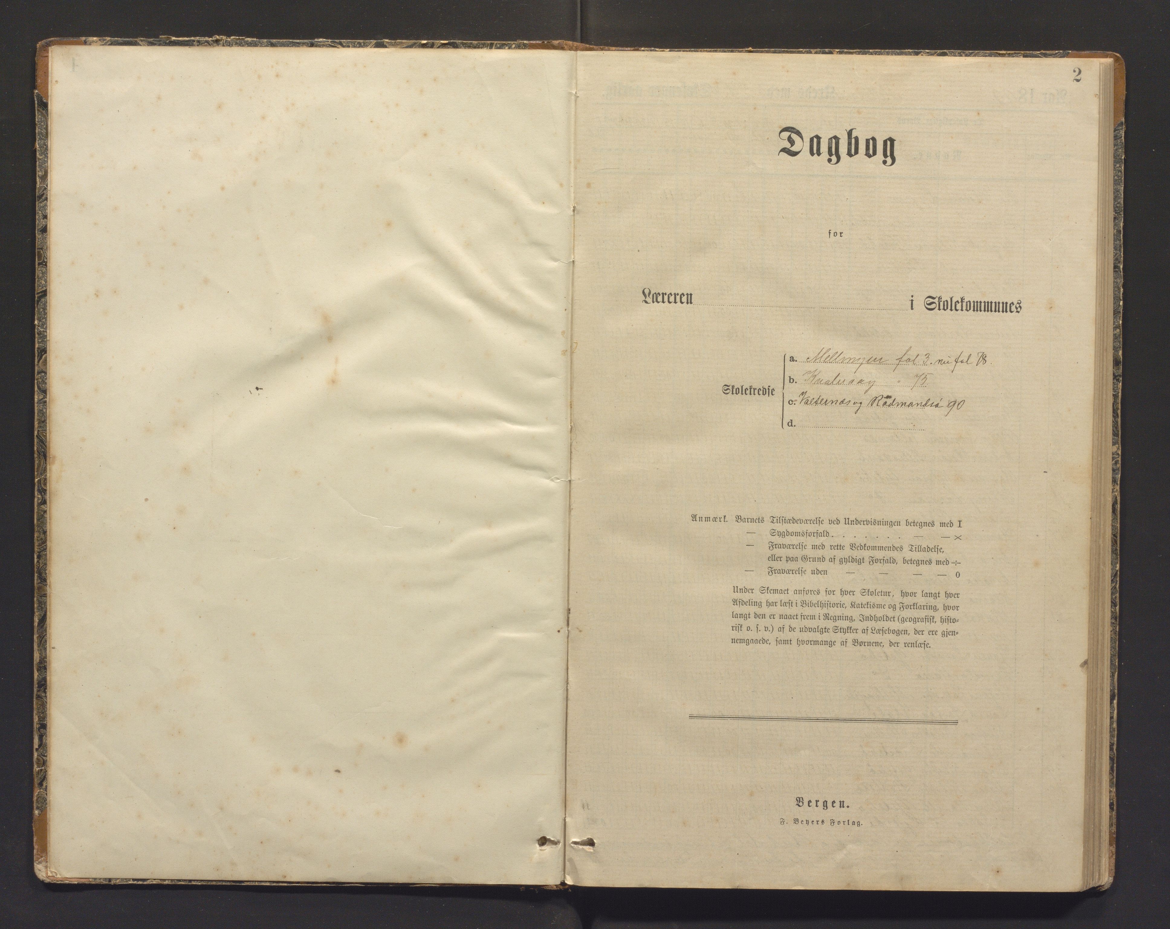 Lindås kommune. Barneskulane, IKAH/1263-231/G/Ga/L0060: Dagbok for læraren i Lindås prestegjeld, 1890-1901