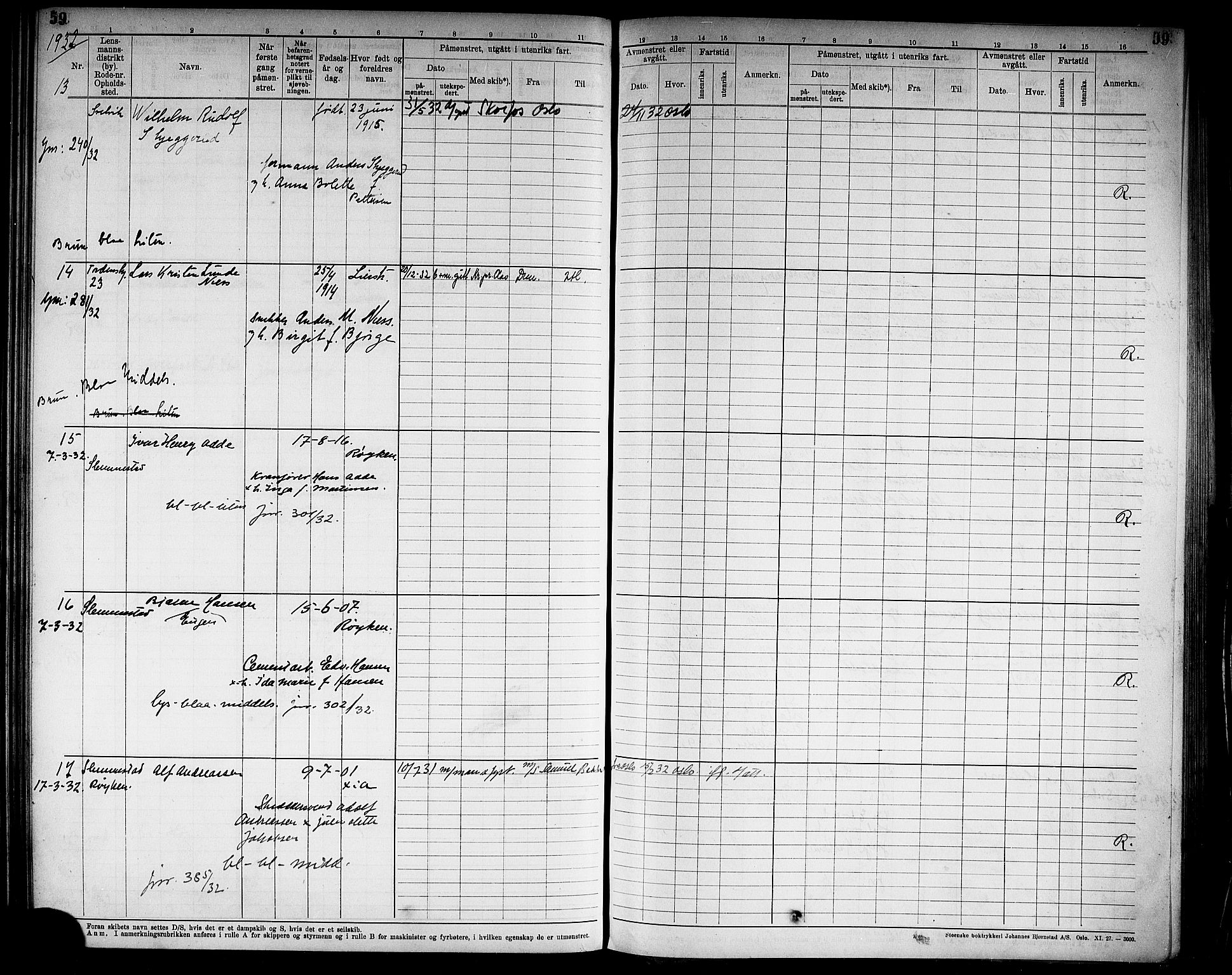 Drammen innrulleringsdistrikt, SAKO/A-781/F/Fd/L0007: Midlertidige patenter, 1930-1940, s. 61