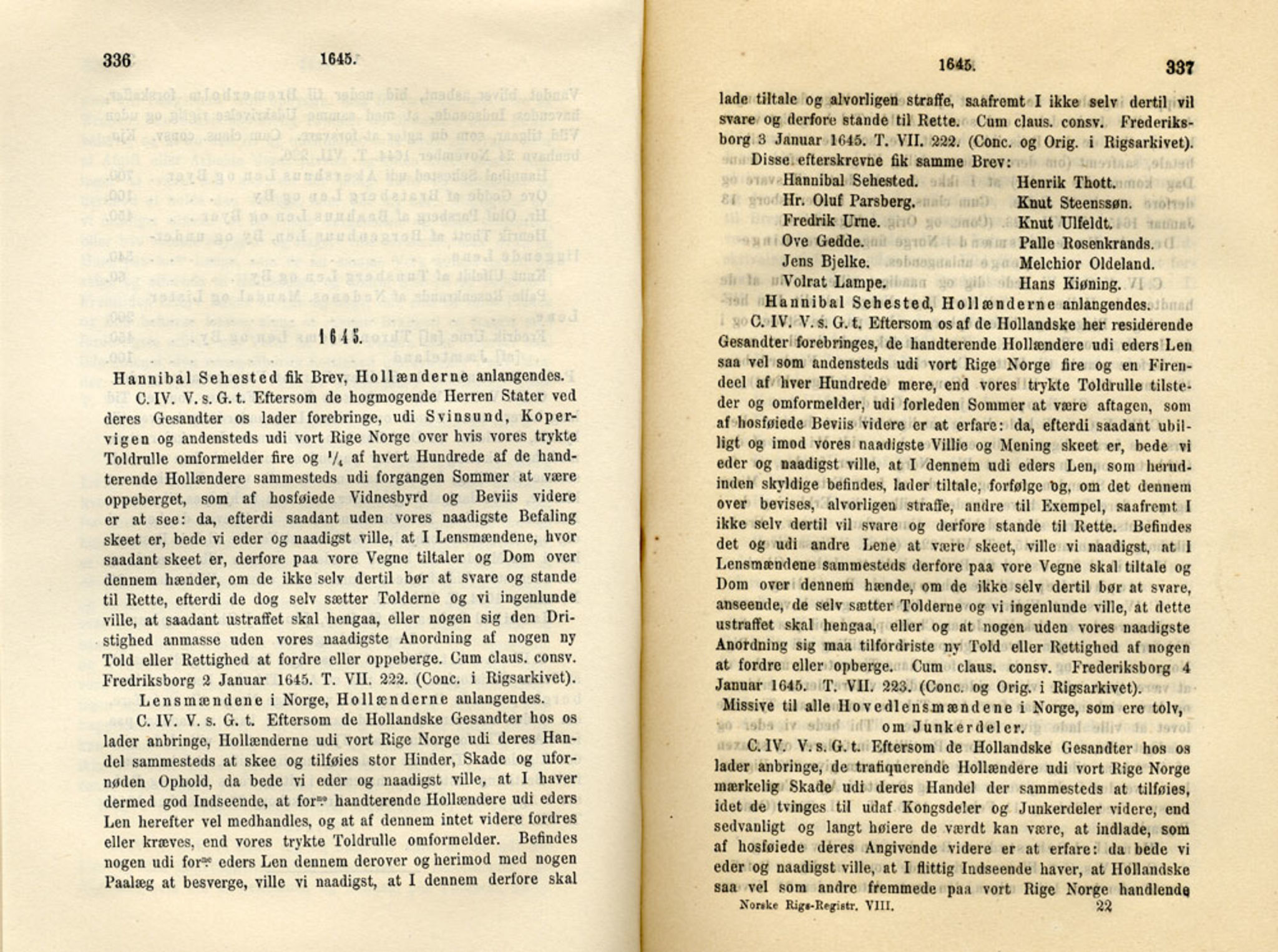 Publikasjoner utgitt av Det Norske Historiske Kildeskriftfond, PUBL/-/-/-: Norske Rigs-Registranter, bind 8, 1641-1648, s. 336-337