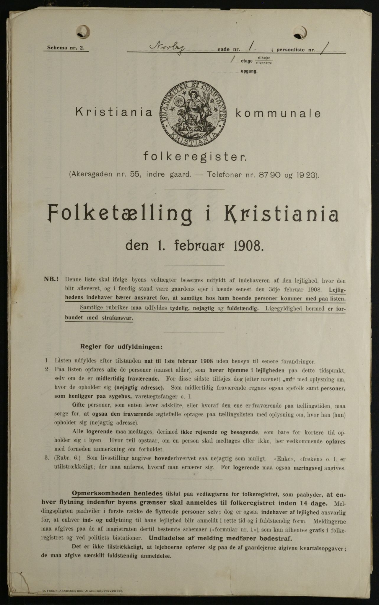 OBA, Kommunal folketelling 1.2.1908 for Kristiania kjøpstad, 1908, s. 64093