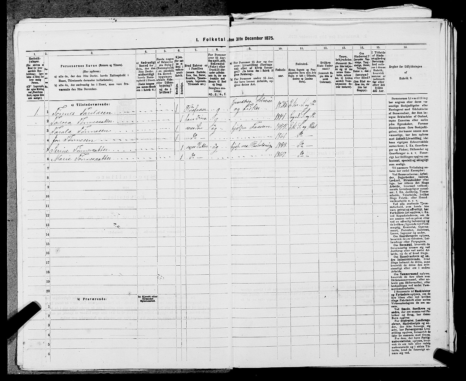 SAST, Folketelling 1875 for 1116L Eigersund prestegjeld, Eigersund landsokn og Ogna sokn, 1875, s. 643