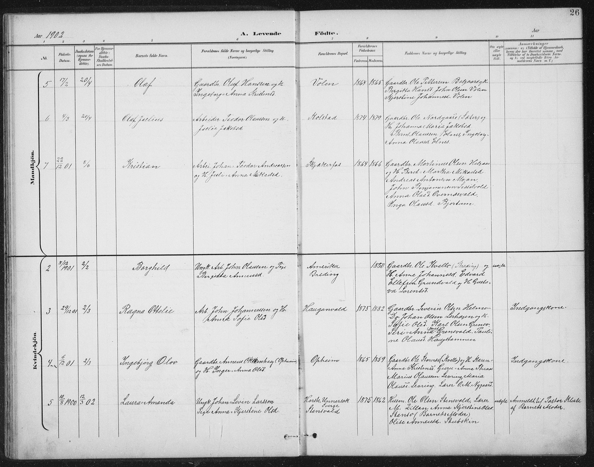 Ministerialprotokoller, klokkerbøker og fødselsregistre - Nord-Trøndelag, SAT/A-1458/724/L0269: Klokkerbok nr. 724C05, 1899-1920, s. 26