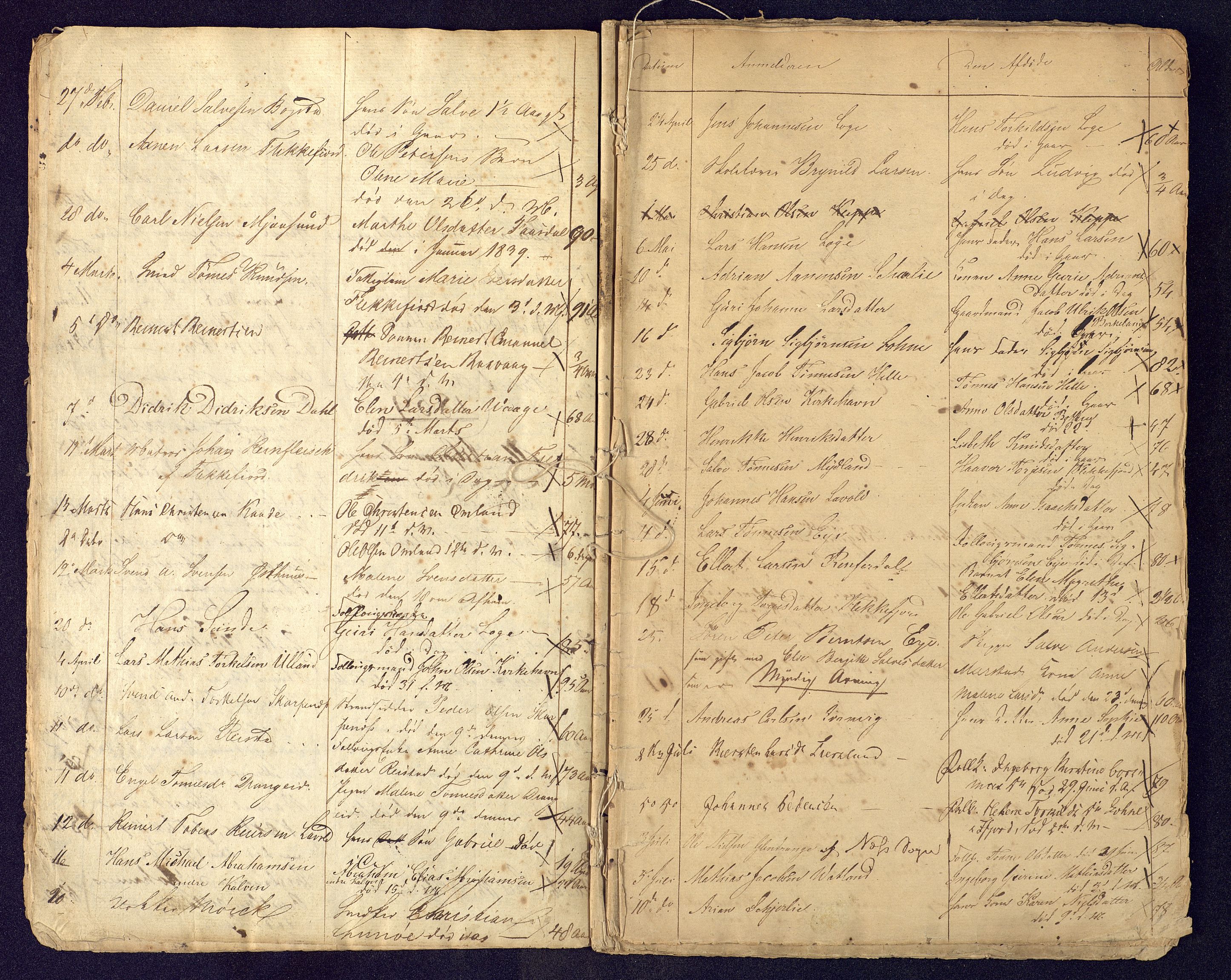 Flekkefjord sorenskriveri, AV/SAK-1221-0001/H/Ha/L0001/0001: Dødsfallsfortegnelser / Dødsfallsfortegnelse Nes og Hidra, defekt, 1829-1863