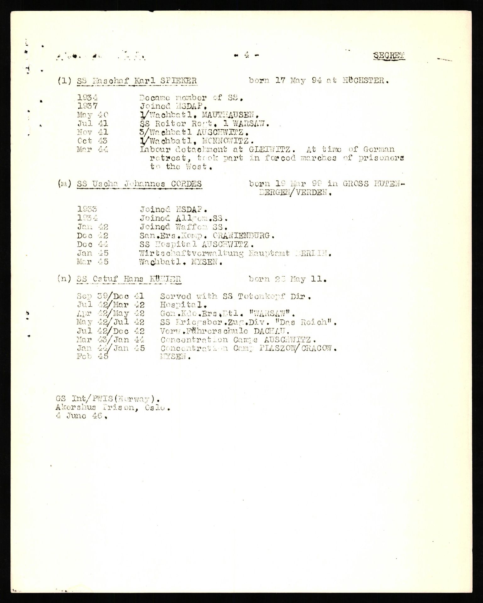 Forsvaret, Forsvarets overkommando II, RA/RAFA-3915/D/Db/L0041: CI Questionaires.  Diverse nasjonaliteter., 1945-1946, s. 340