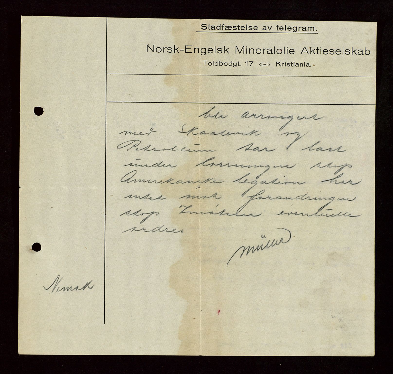 Pa 1521 - A/S Norske Shell, AV/SAST-A-101915/E/Ea/Eaa/L0004: Sjefskorrespondanse, 1918, s. 6
