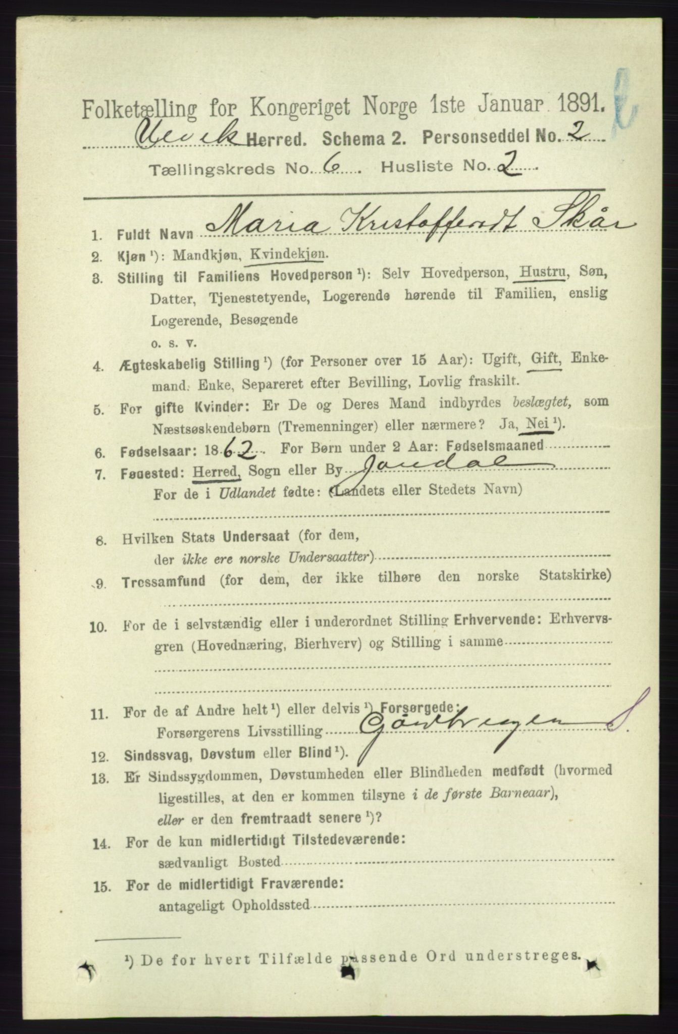 RA, Folketelling 1891 for 1233 Ulvik herred, 1891, s. 1868