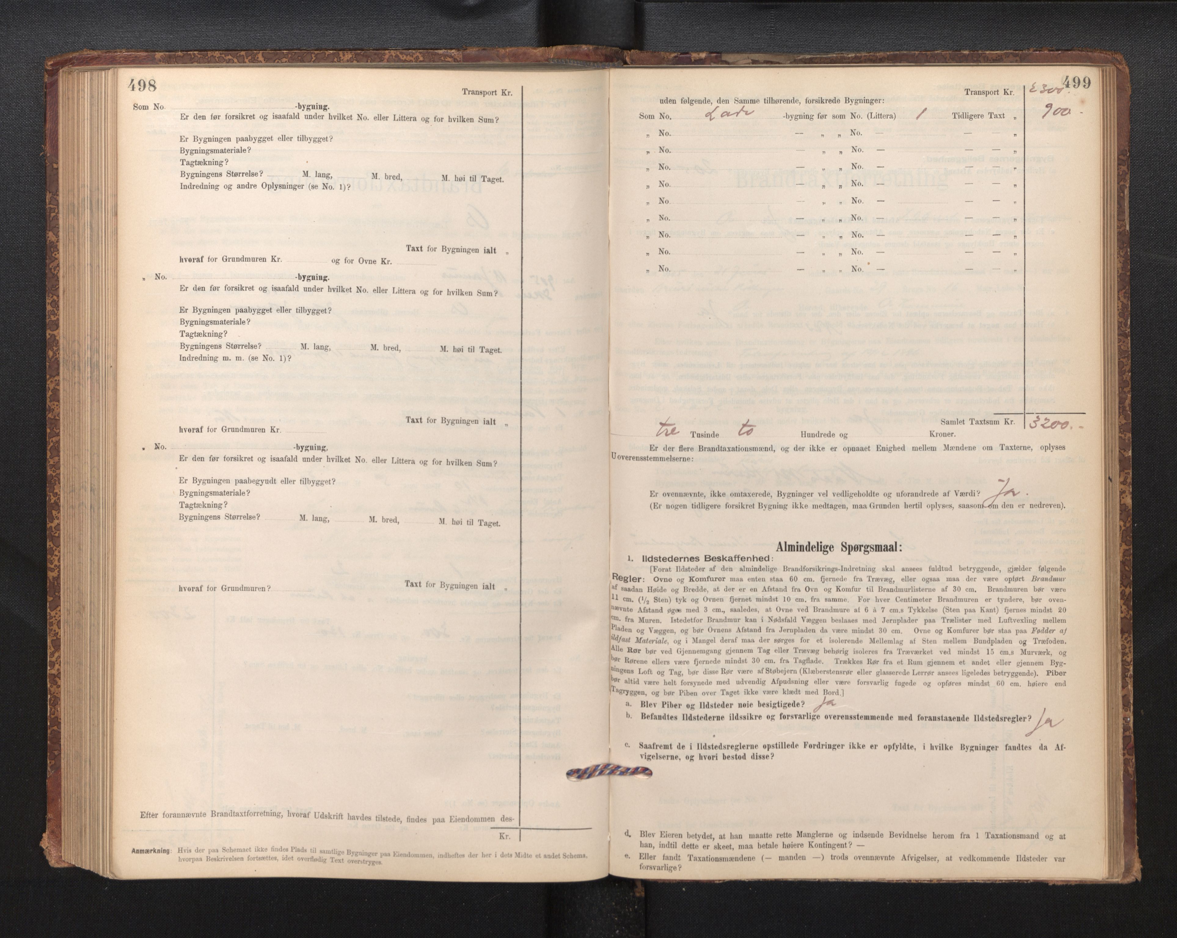 Lensmannen i Os, AV/SAB-A-34101/0012/L0008: Branntakstprotokoll, skjematakst, 1894-1915, s. 498-499