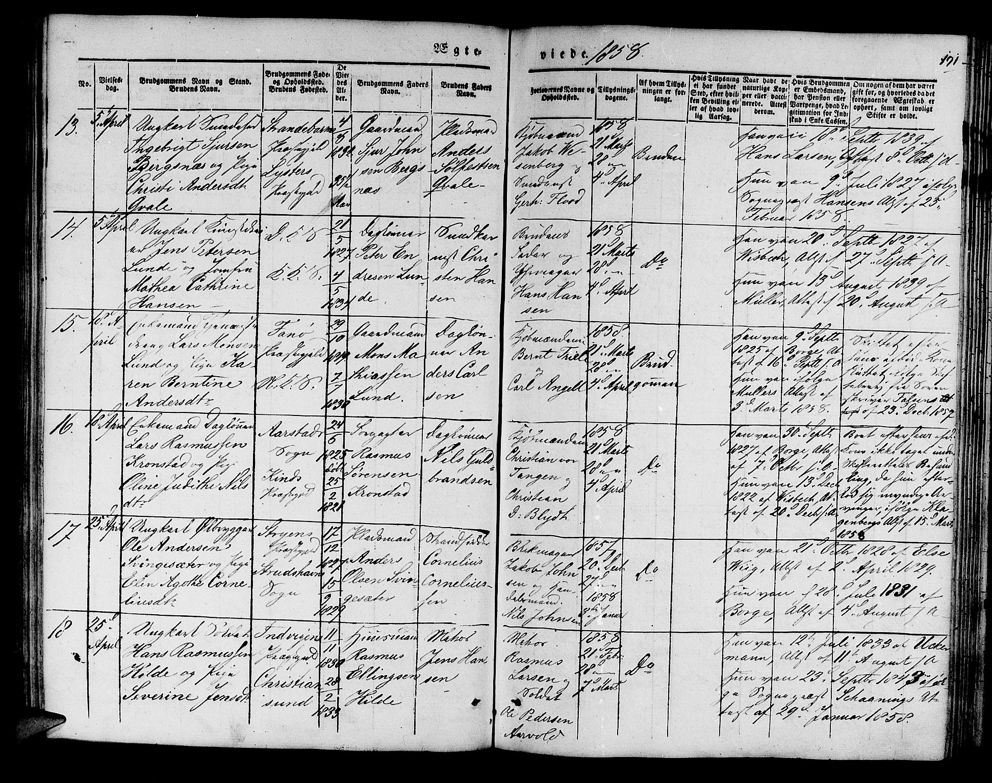 Korskirken sokneprestembete, AV/SAB-A-76101/H/Hab: Klokkerbok nr. D 1, 1840-1867, s. 191