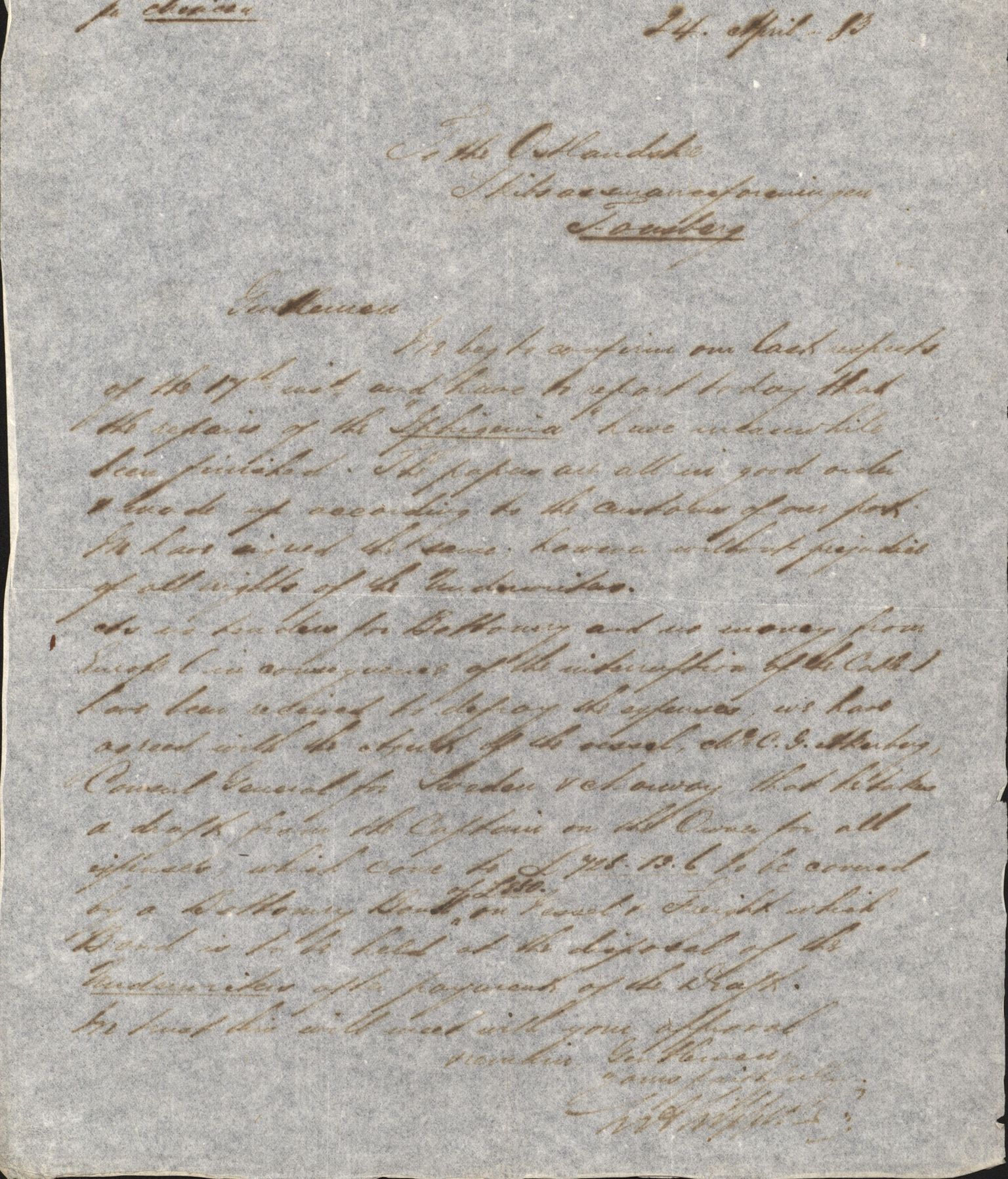 Pa 63 - Østlandske skibsassuranceforening, VEMU/A-1079/G/Ga/L0016/0011: Havaridokumenter / Elise, Dux, Dagmar, Dacapo, Louis, Iphignia, 1883, s. 80