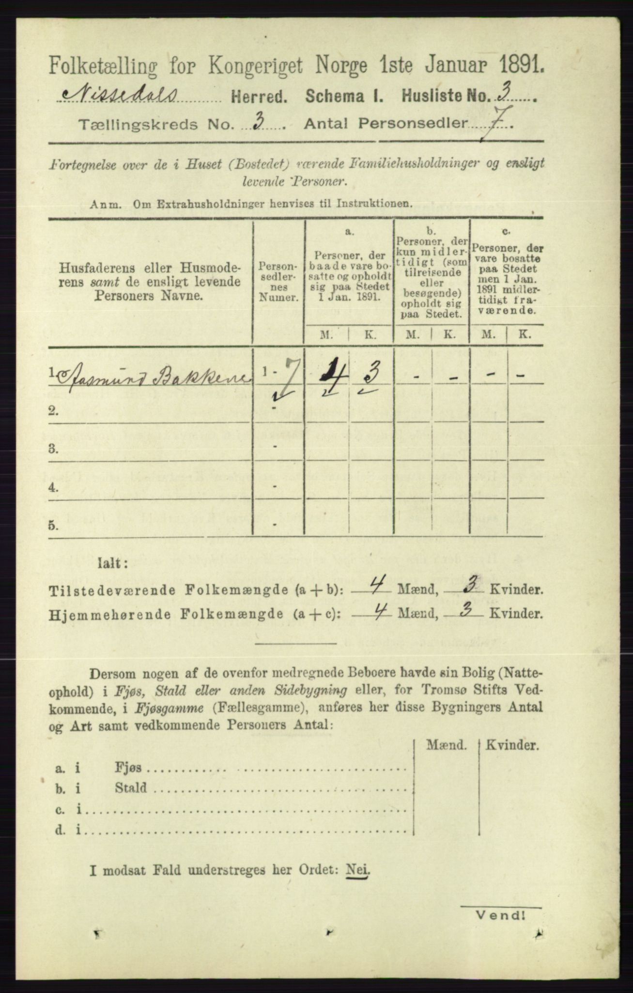 RA, Folketelling 1891 for 0830 Nissedal herred, 1891, s. 599