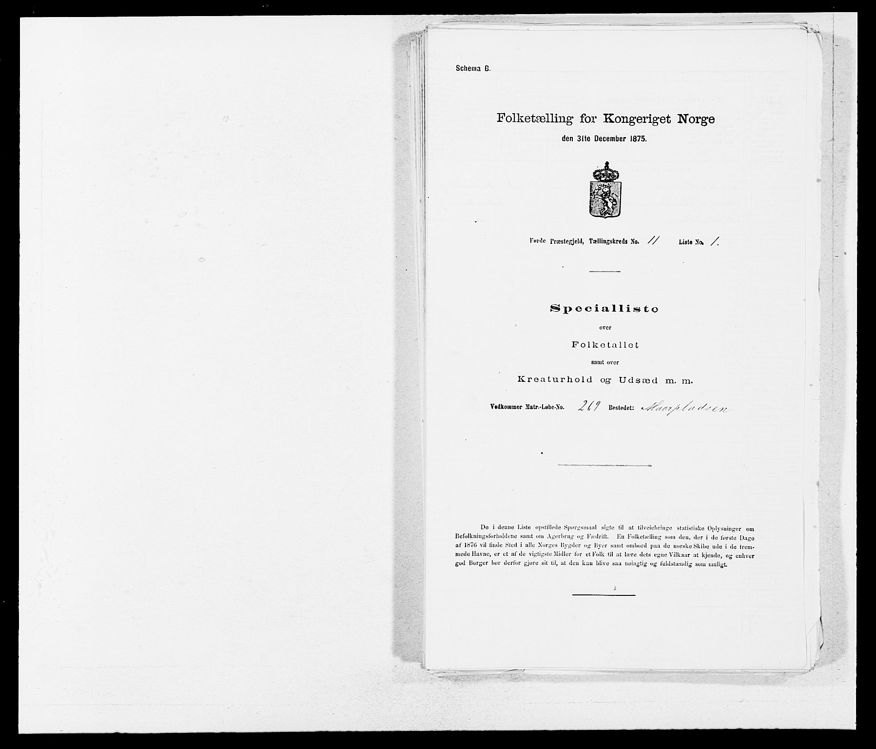 SAB, Folketelling 1875 for 1432P Førde prestegjeld, 1875, s. 1323