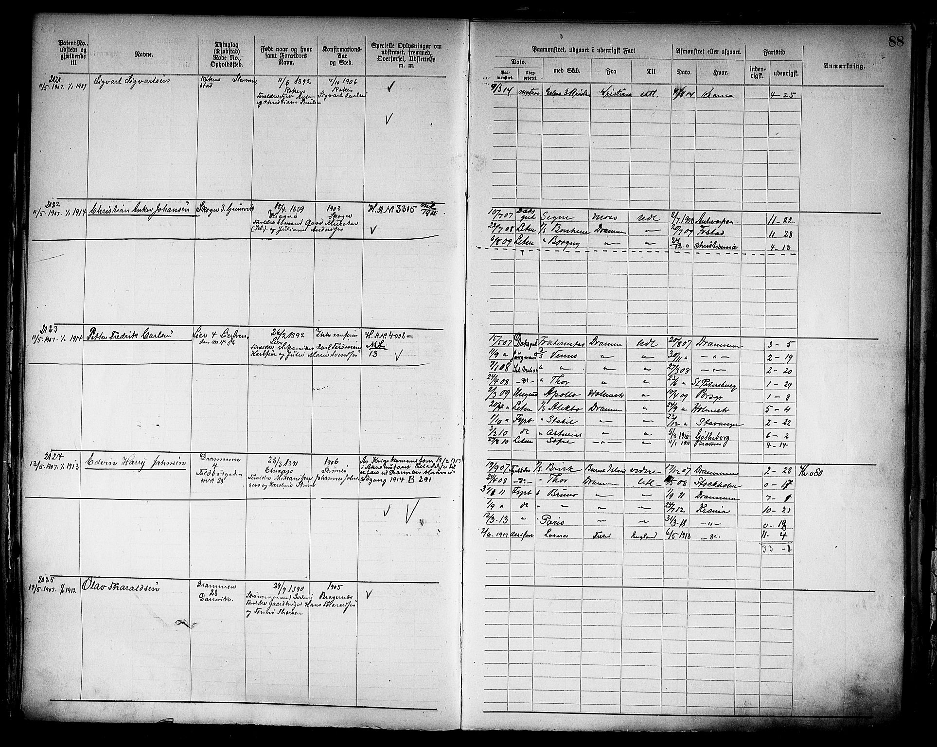 Drammen innrulleringsdistrikt, SAKO/A-781/F/Fb/L0006: Annotasjonsrulle, 1905-1911, s. 90