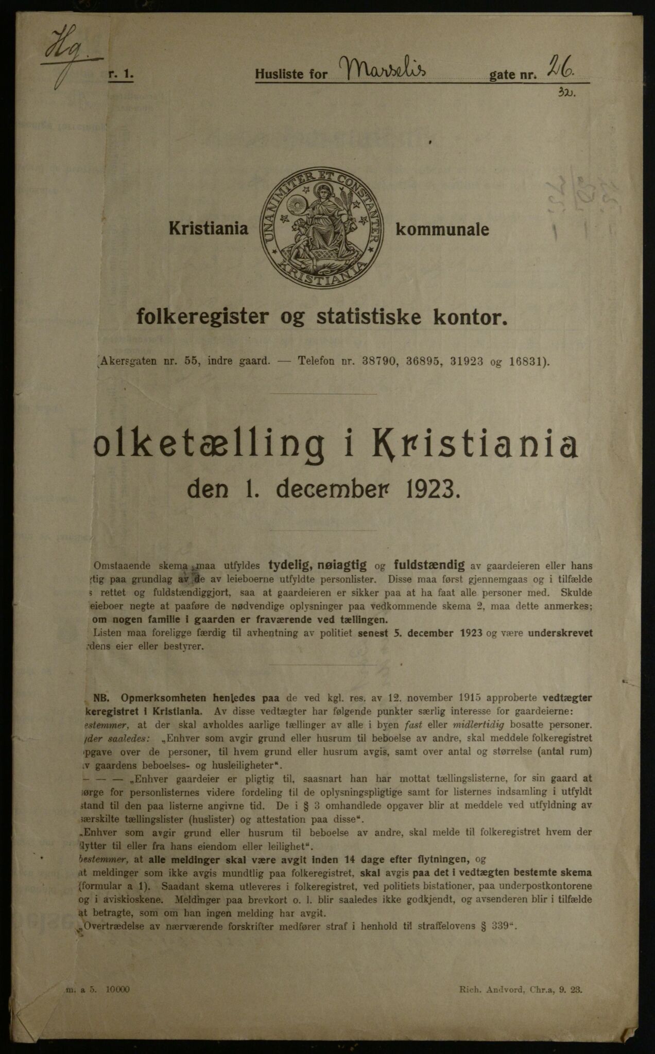 OBA, Kommunal folketelling 1.12.1923 for Kristiania, 1923, s. 71347