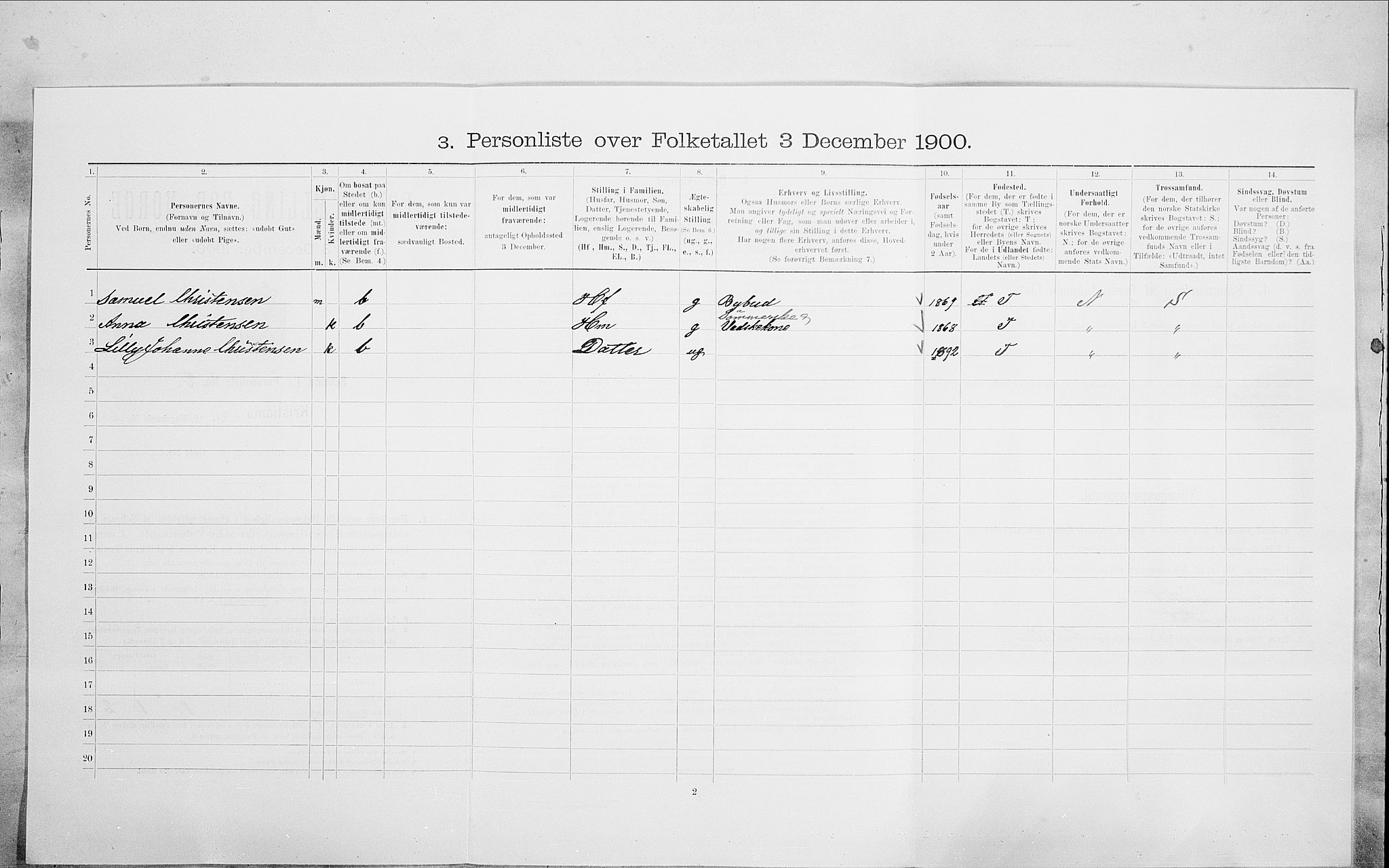 SAO, Folketelling 1900 for 0301 Kristiania kjøpstad, 1900, s. 91043