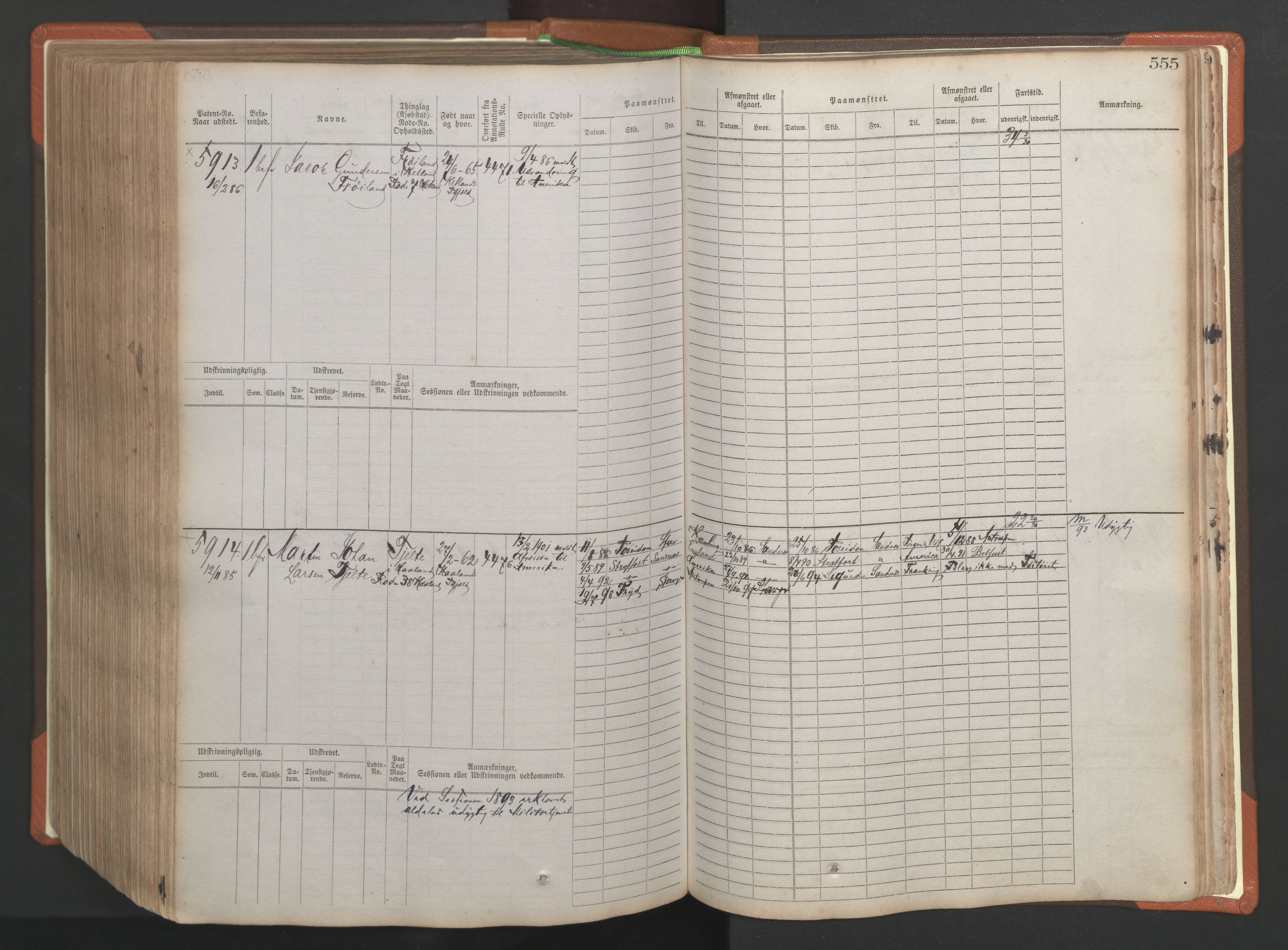 Stavanger sjømannskontor, AV/SAST-A-102006/F/Fb/Fbb/L0009: Sjøfartshovedrulle, patentnr. 4805-6006, 1879-1887, s. 561