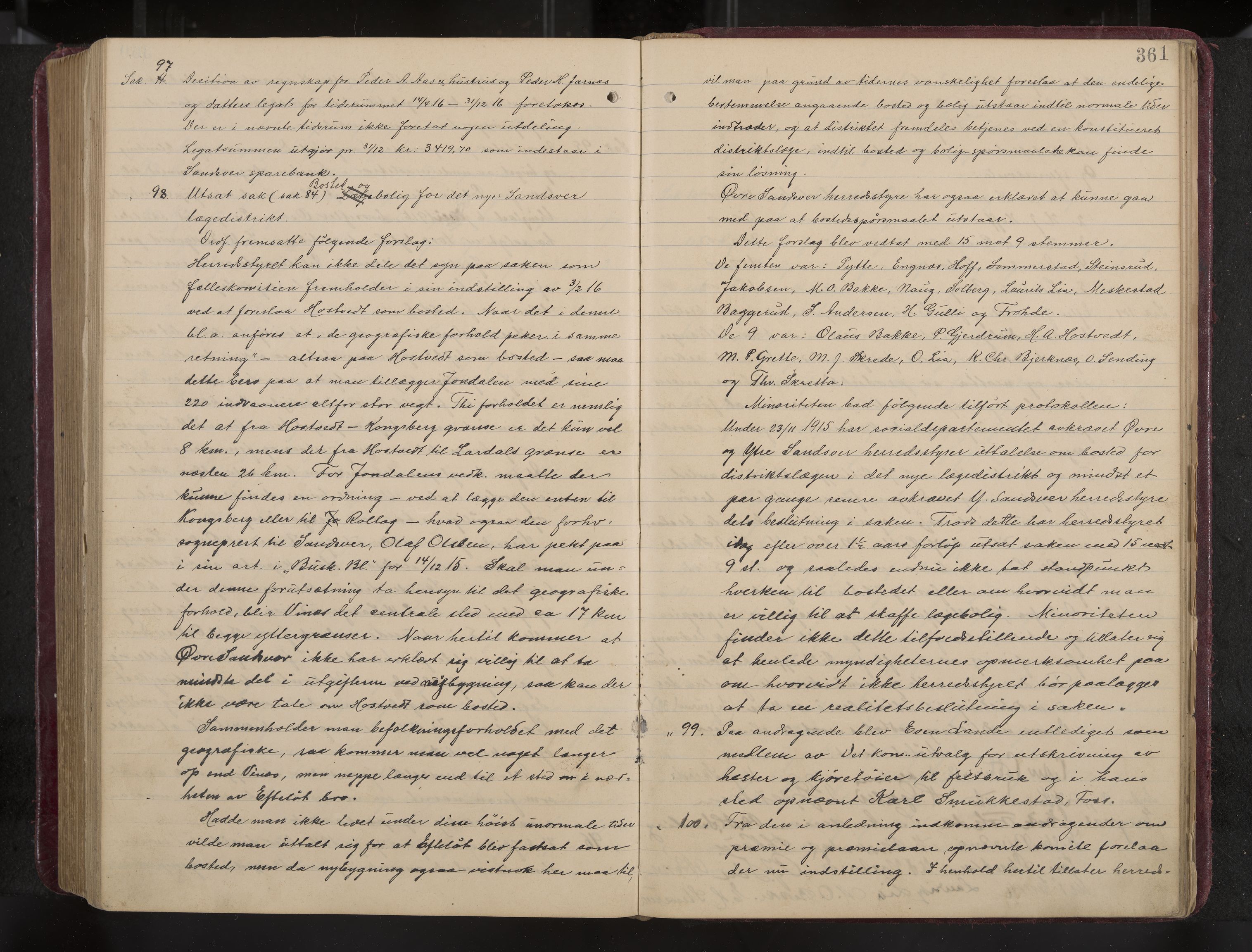 Ytre Sandsvær formannskap og sentraladministrasjon, IKAK/0629021/A/Aa/L0001: Møtebok med register, 1902-1919, s. 361