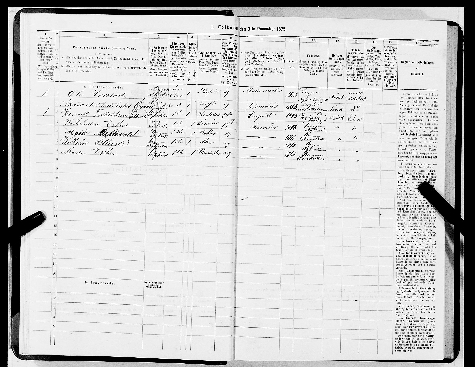SAB, Folketelling 1875 for 1301 Bergen kjøpstad, 1875, s. 840