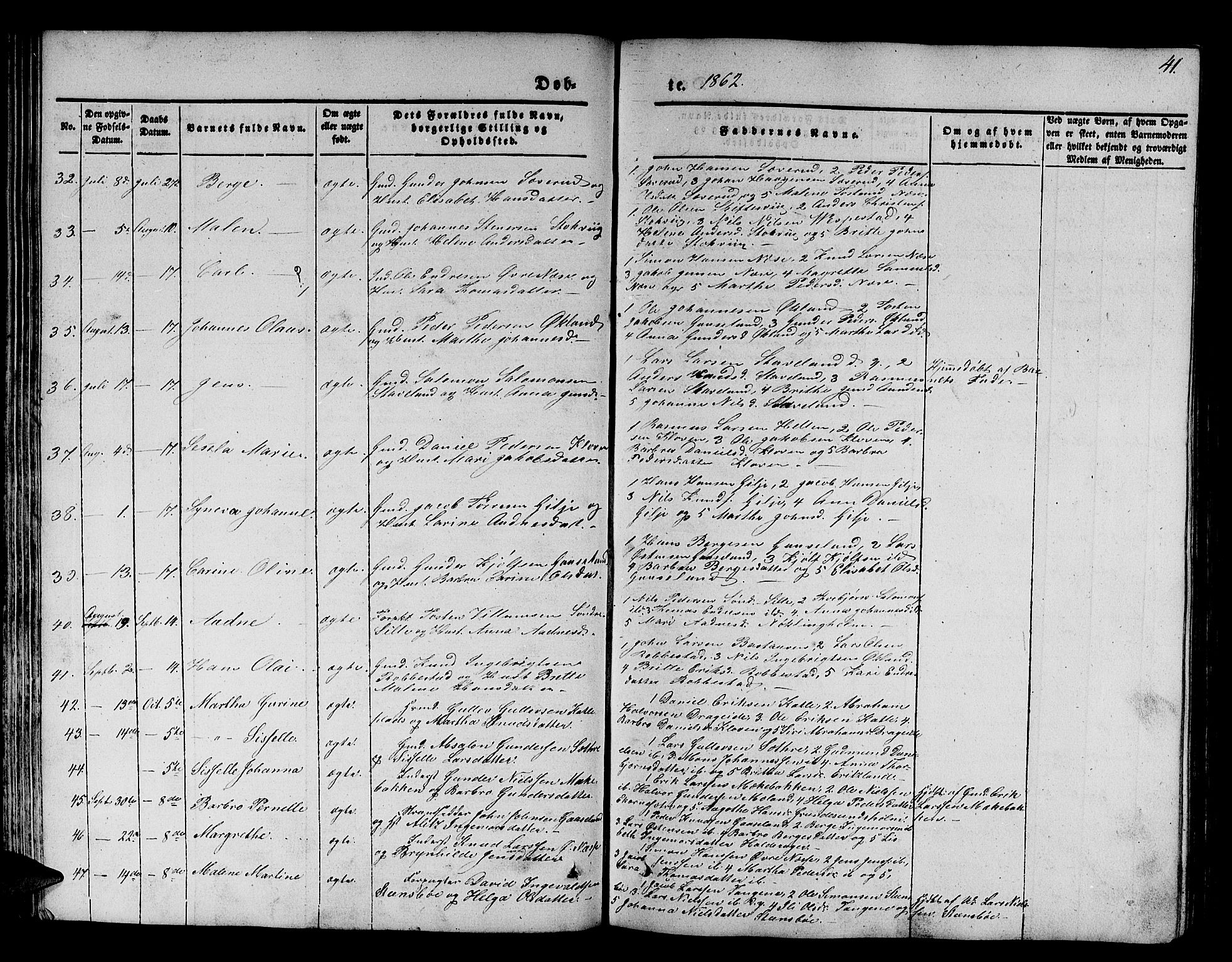 Finnås sokneprestembete, AV/SAB-A-99925/H/Ha/Hab/Habb/L0001: Klokkerbok nr. B 1, 1851-1870, s. 41