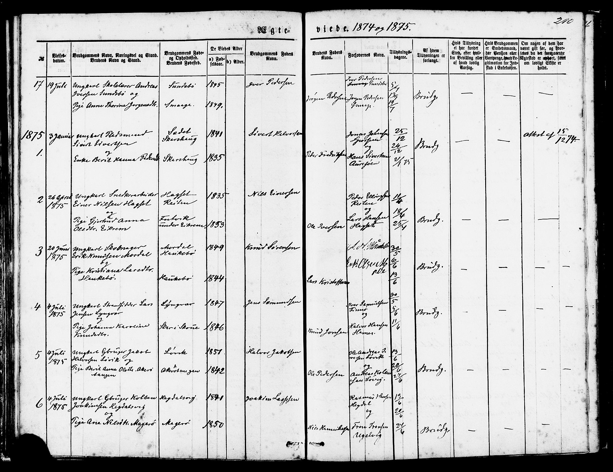 Ministerialprotokoller, klokkerbøker og fødselsregistre - Møre og Romsdal, SAT/A-1454/560/L0720: Ministerialbok nr. 560A04, 1873-1878, s. 210