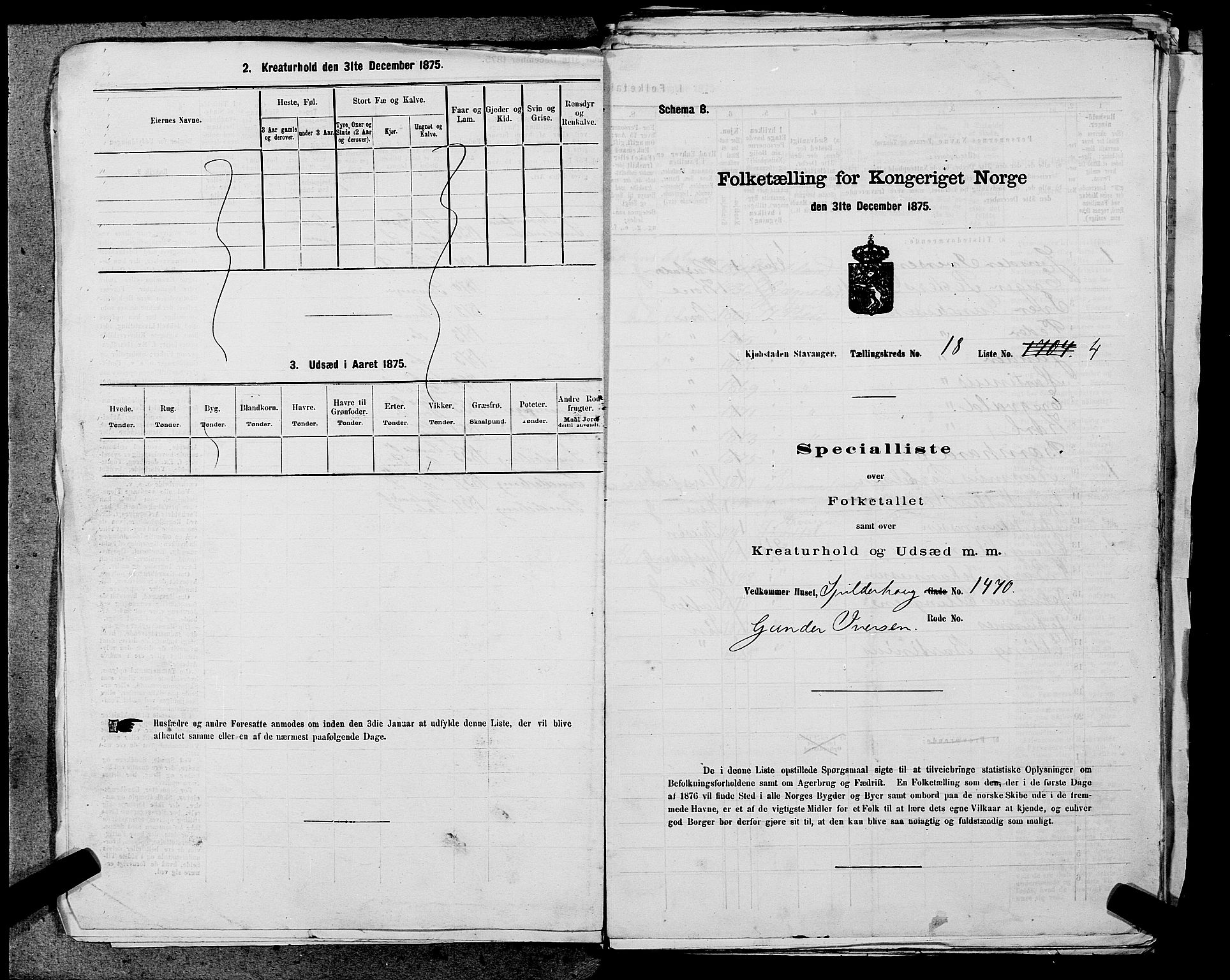 SAST, Folketelling 1875 for 1103 Stavanger kjøpstad, 1875, s. 3598