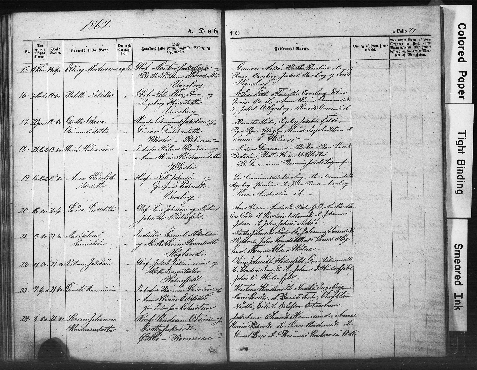 Rennesøy sokneprestkontor, AV/SAST-A -101827/H/Ha/Hab/L0002: Klokkerbok nr. B 2, 1852-1880, s. 73
