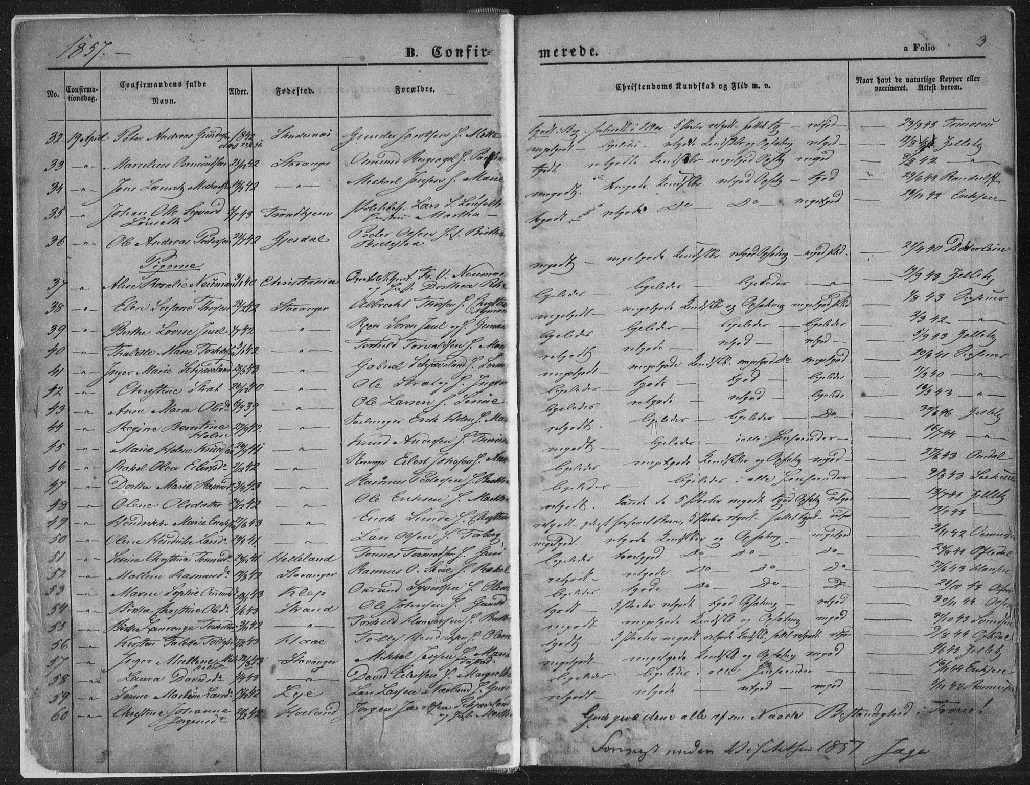 Domkirken sokneprestkontor, SAST/A-101812/001/30/30BA/L0018: Ministerialbok nr. A 17, 1857-1877, s. 3