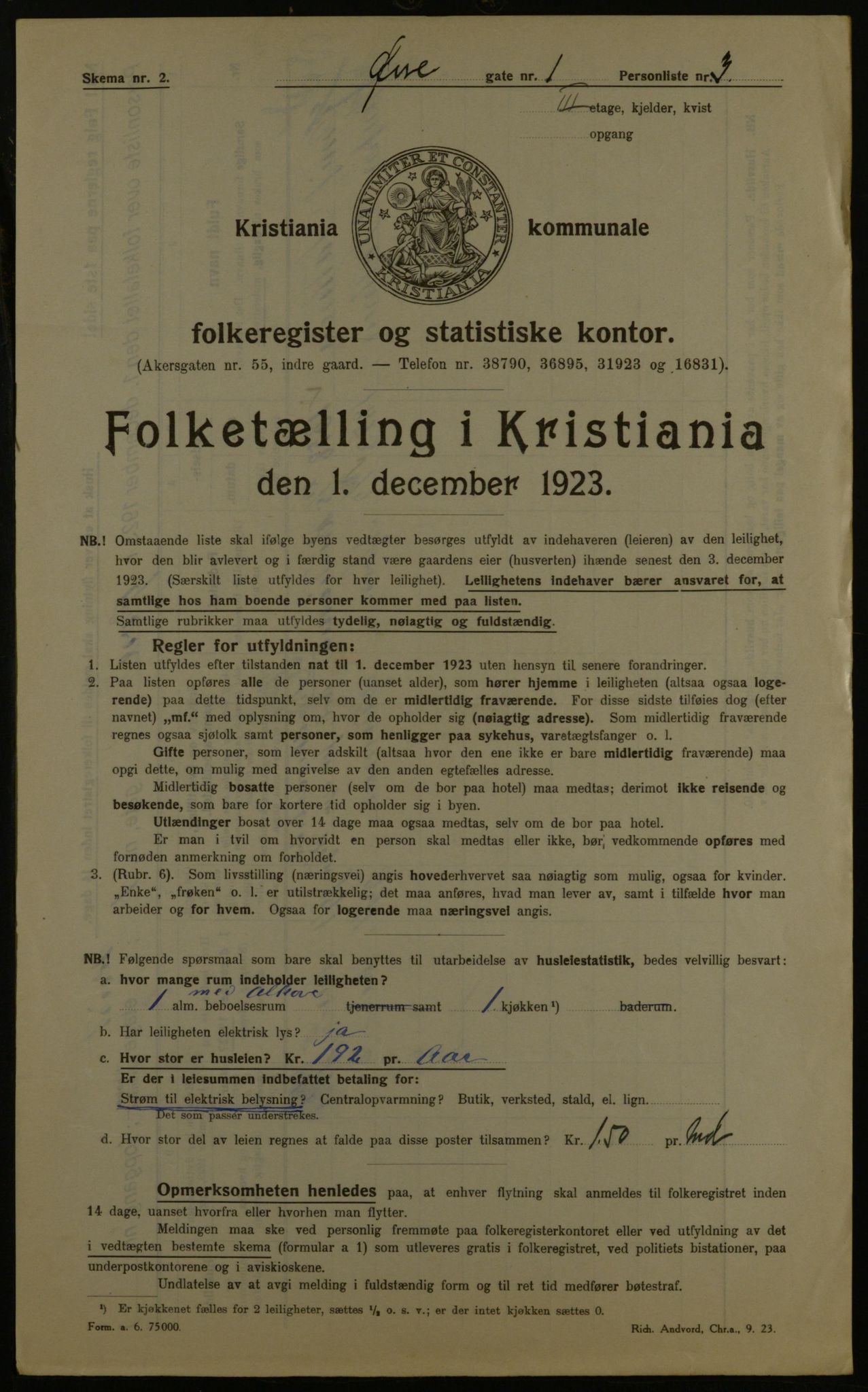 OBA, Kommunal folketelling 1.12.1923 for Kristiania, 1923, s. 143039