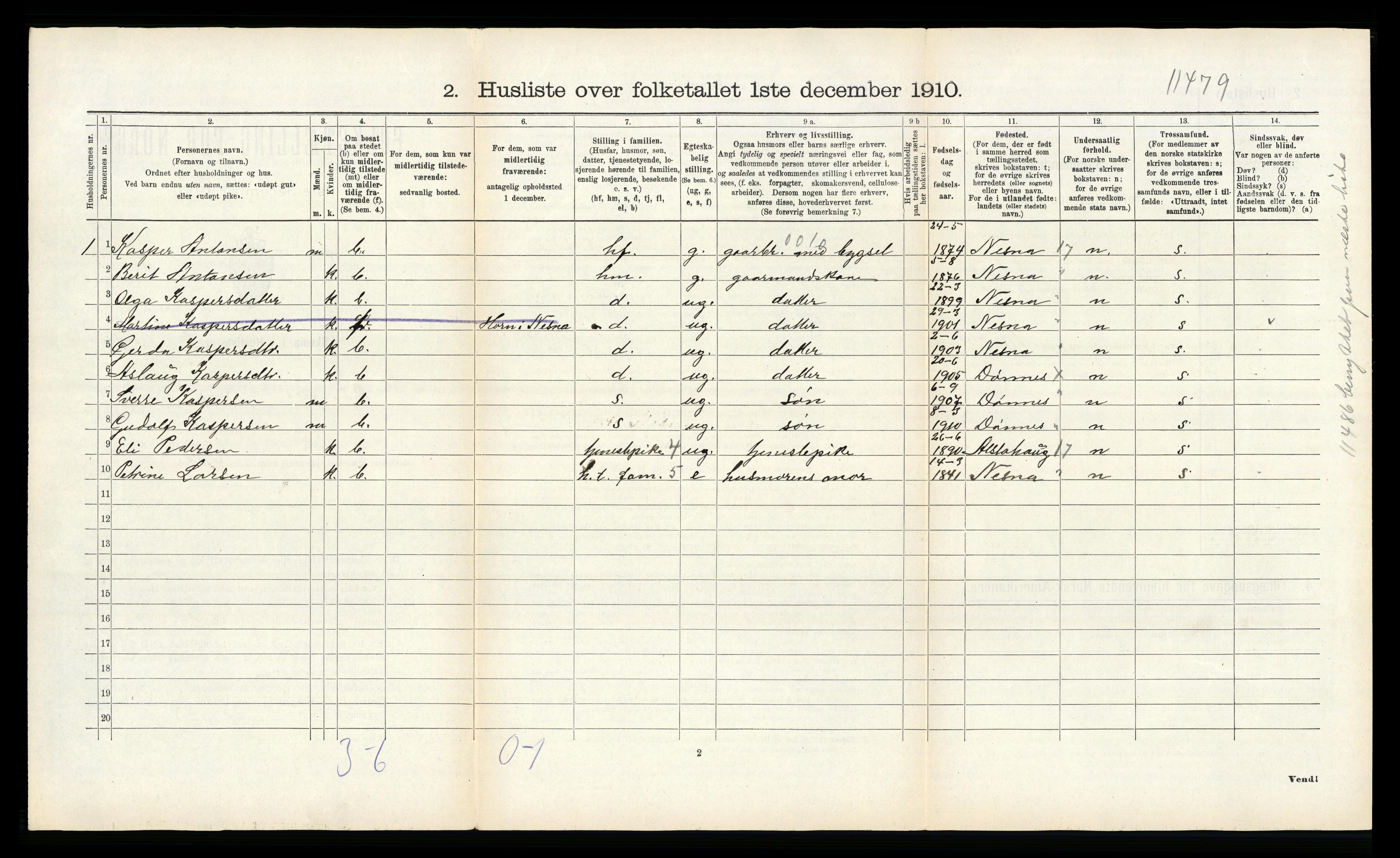 RA, Folketelling 1910 for 1827 Dønnes herred, 1910, s. 249