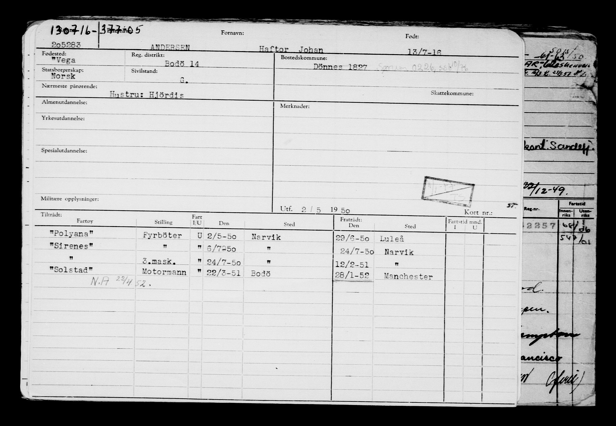 Direktoratet for sjømenn, AV/RA-S-3545/G/Gb/L0140: Hovedkort, 1916, s. 709