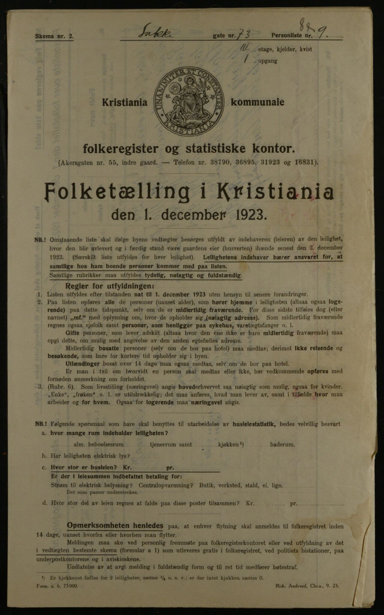 OBA, Kommunal folketelling 1.12.1923 for Kristiania, 1923, s. 62390