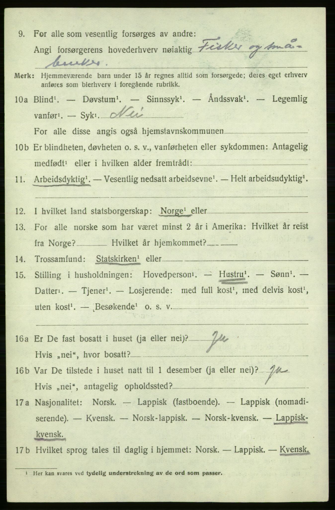 SATØ, Folketelling 1920 for 2020 Kistrand herred, 1920, s. 5109
