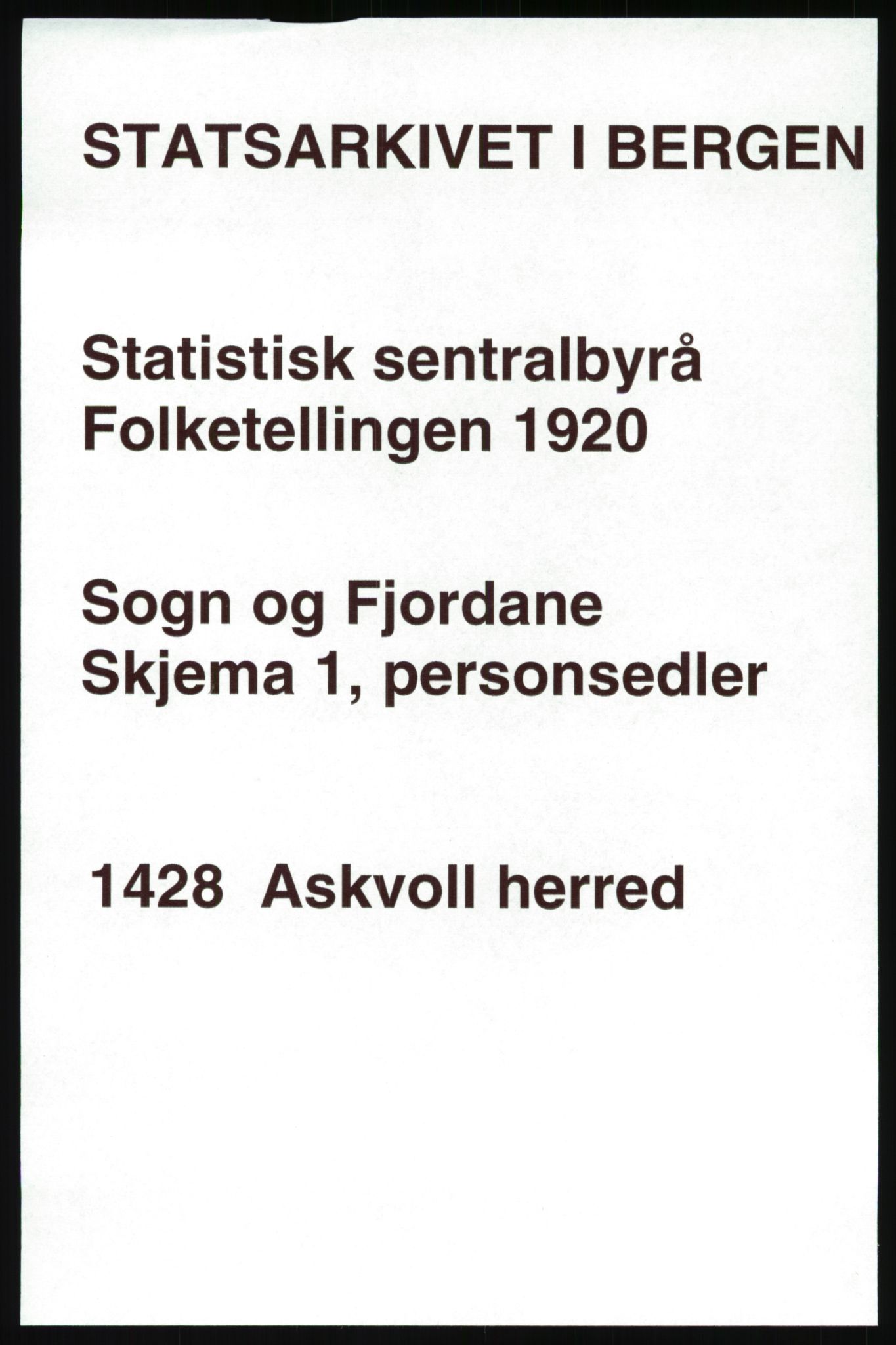 SAB, Folketelling 1920 for 1428 Askvoll herred, 1920, s. 1068