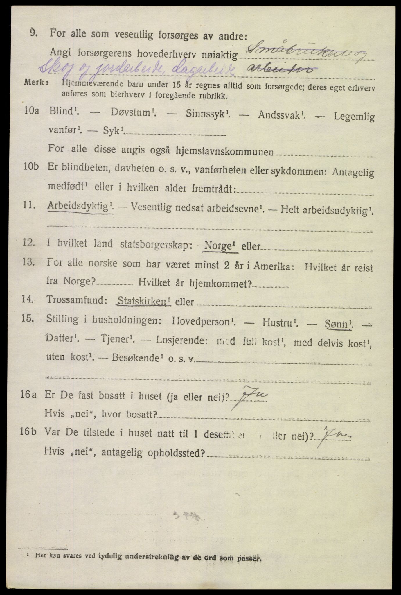 SAK, Folketelling 1920 for 0936 Hornnes herred, 1920, s. 1536