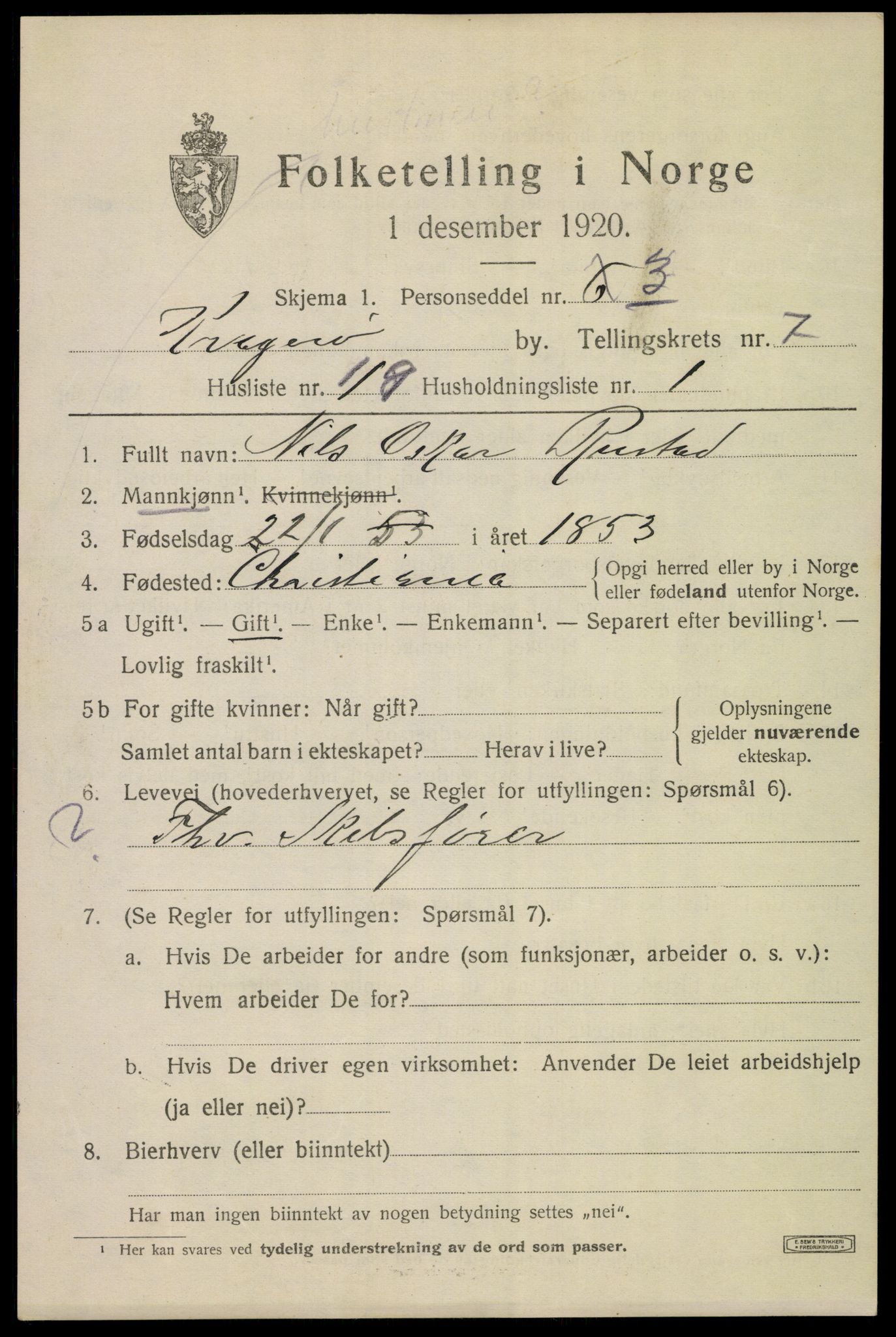 SAKO, Folketelling 1920 for 0801 Kragerø kjøpstad, 1920, s. 11063
