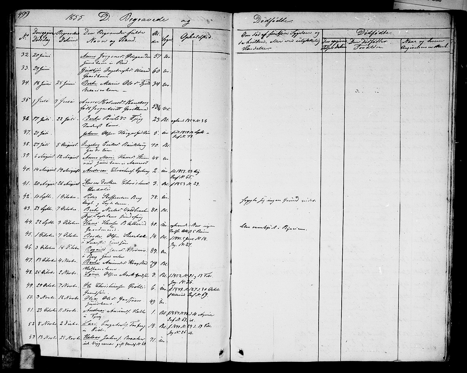 Aurskog prestekontor Kirkebøker, AV/SAO-A-10304a/G/Ga/L0002: Klokkerbok nr. I 2, 1829-1857, s. 499