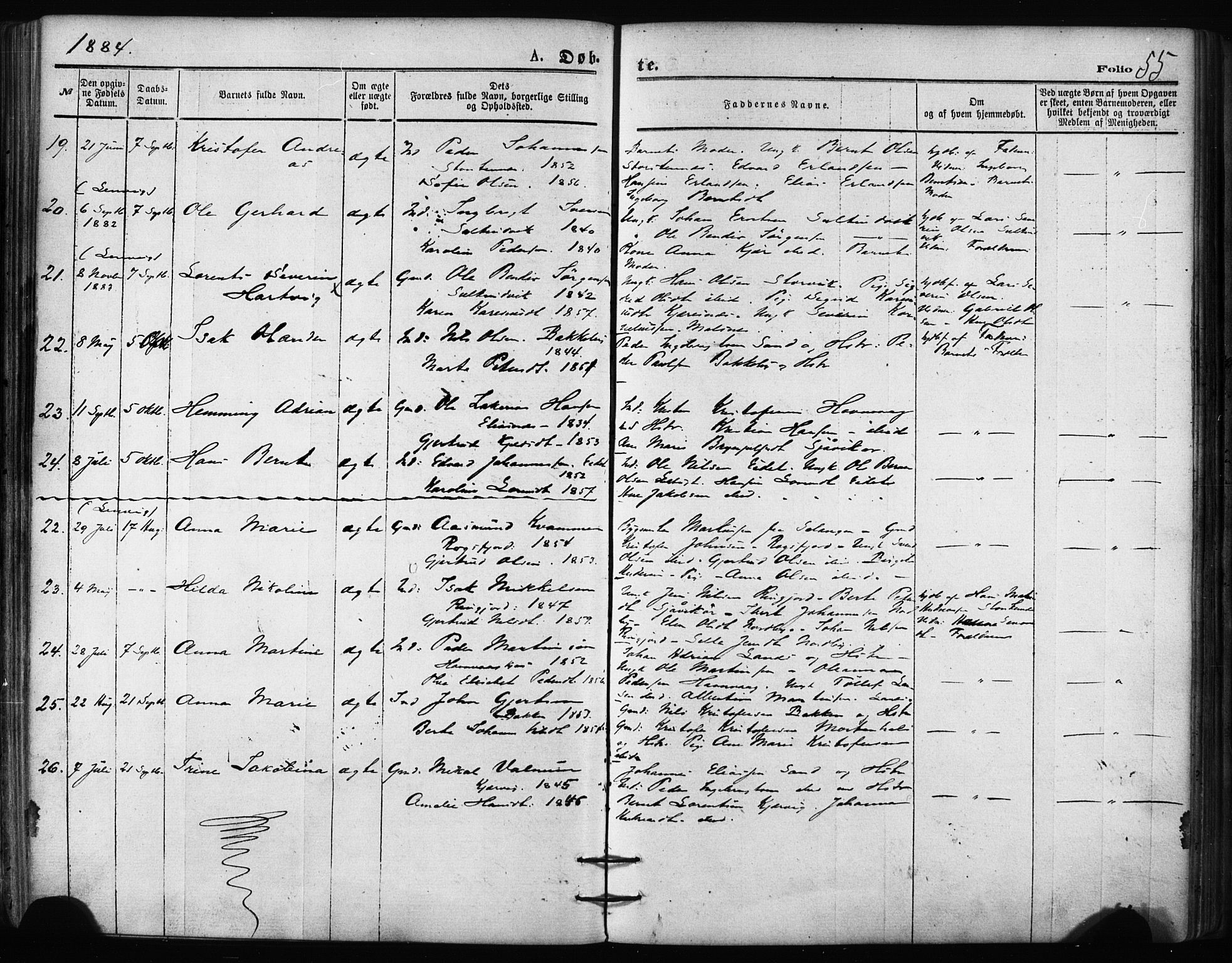 Balsfjord sokneprestembete, AV/SATØ-S-1303/G/Gaa/L0002kirke: Ministerialbok nr. 2, 1871-1886, s. 55