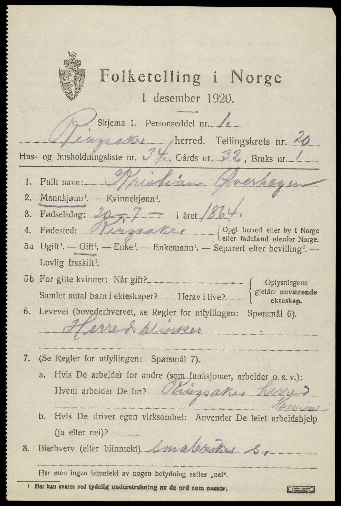 SAH, Folketelling 1920 for 0412 Ringsaker herred, 1920, s. 27366