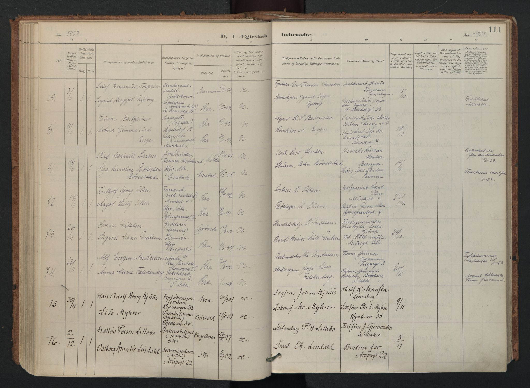 Gamlebyen prestekontor Kirkebøker, AV/SAO-A-10884/F/Fa/L0011: Ministerialbok nr. 11, 1901-1939, s. 111