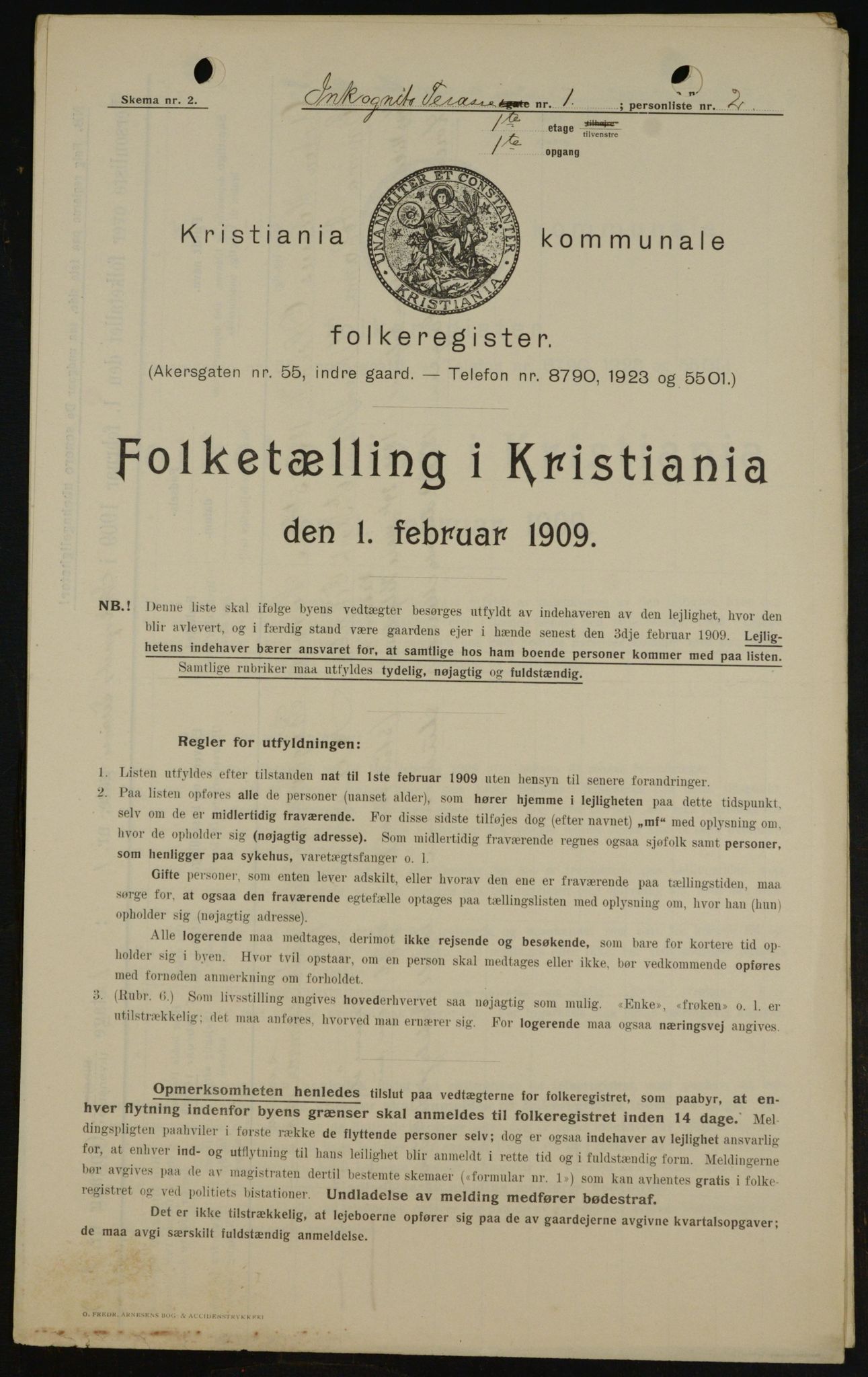 OBA, Kommunal folketelling 1.2.1909 for Kristiania kjøpstad, 1909, s. 40523