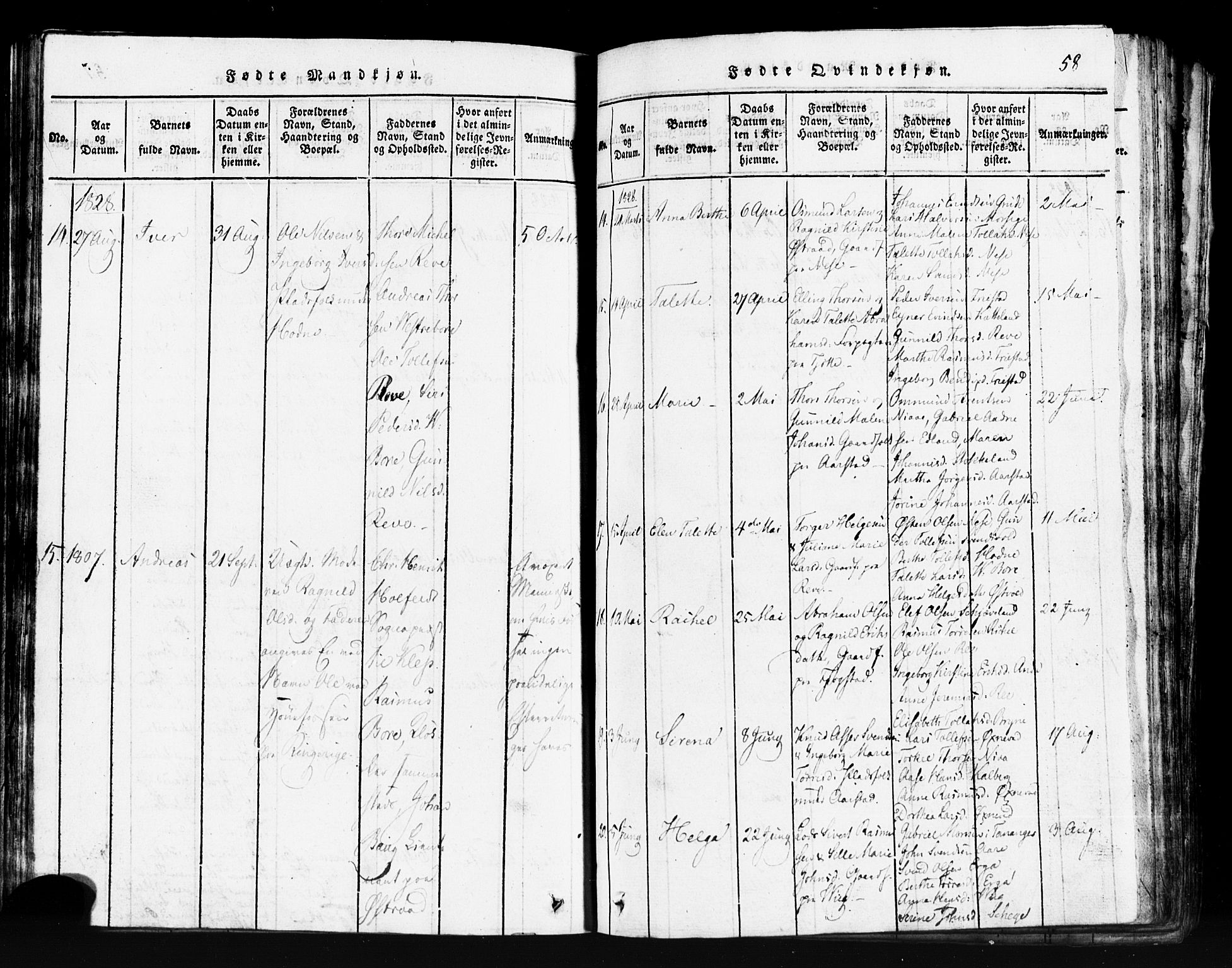 Klepp sokneprestkontor, SAST/A-101803/001/3/30BB/L0001: Klokkerbok nr.  B 1, 1816-1859, s. 58