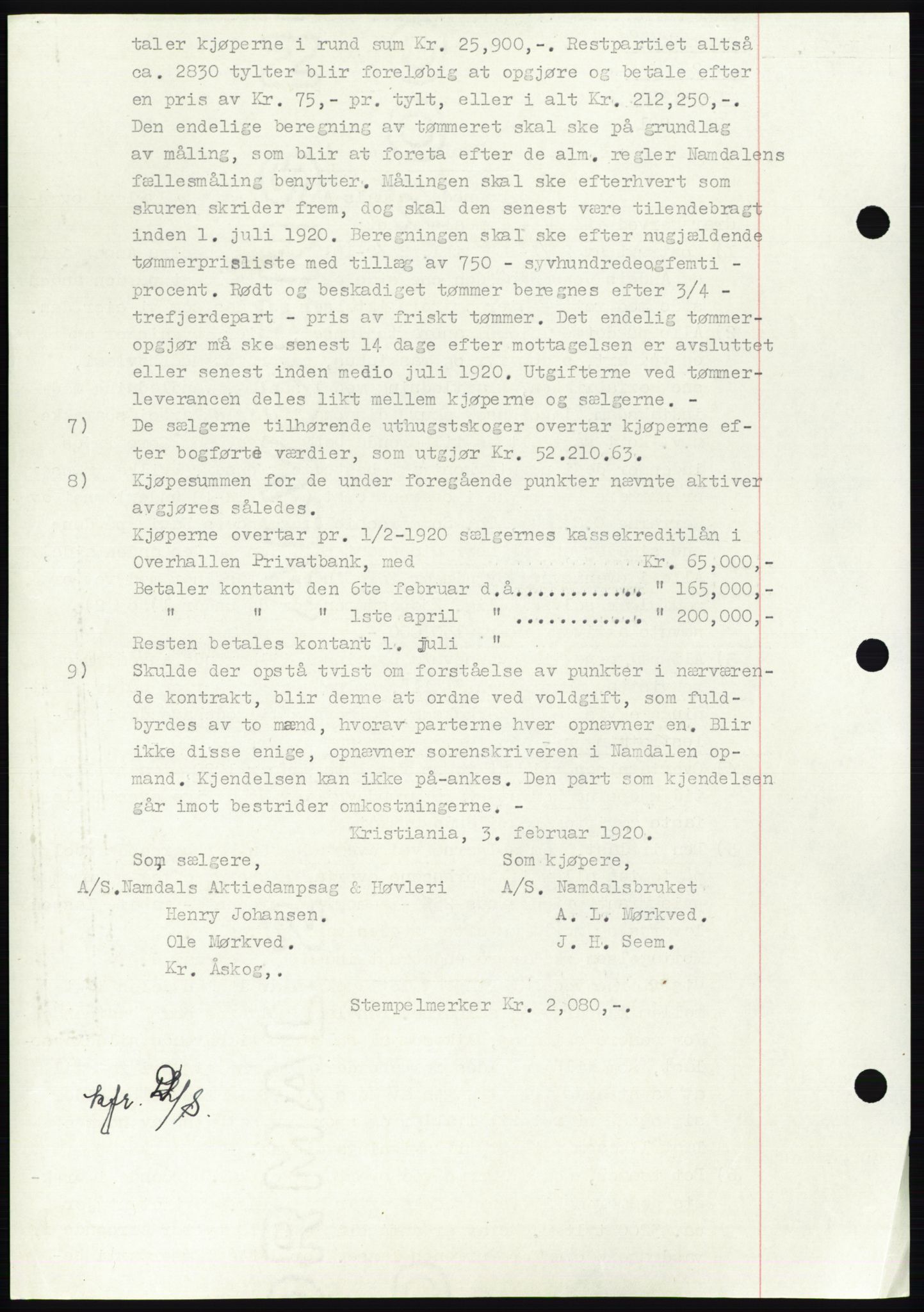Namdal sorenskriveri, SAT/A-4133/1/2/2C: Pantebok nr. -, 1916-1921, Tingl.dato: 08.02.1921
