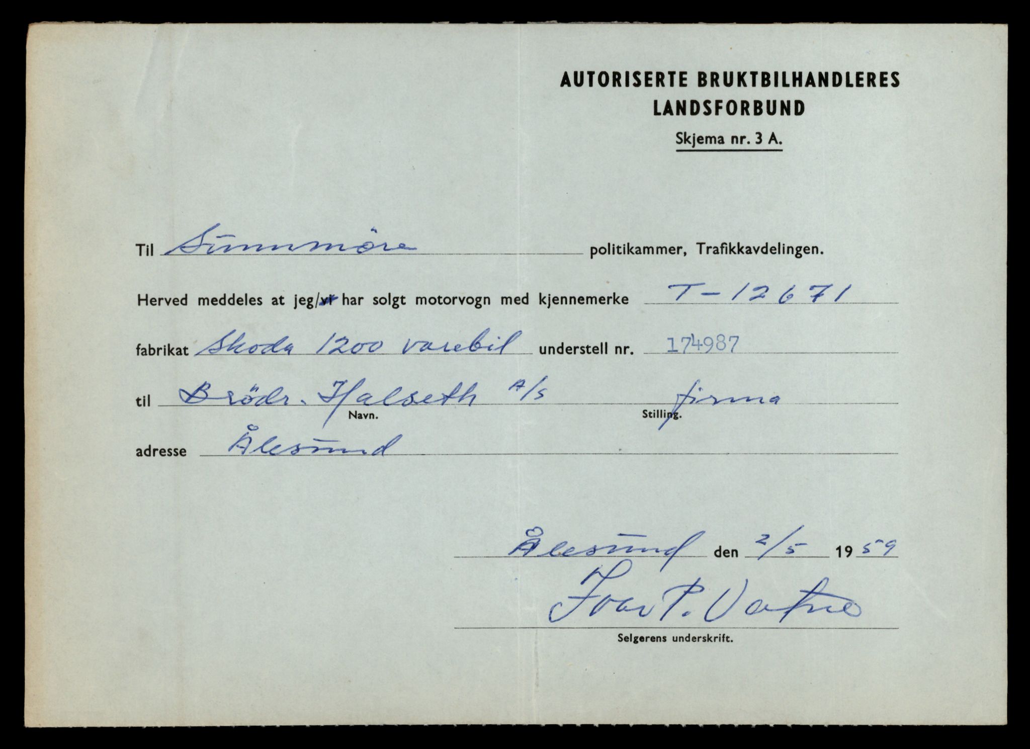 Møre og Romsdal vegkontor - Ålesund trafikkstasjon, AV/SAT-A-4099/F/Fe/L0035: Registreringskort for kjøretøy T 12653 - T 12829, 1927-1998, s. 359